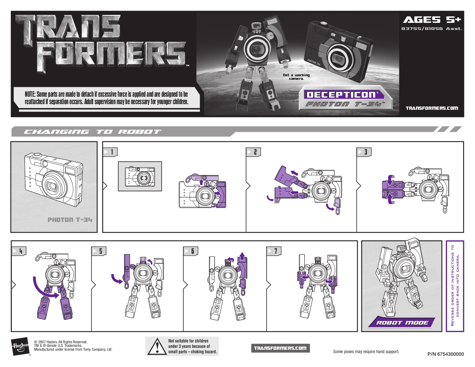 HASBRO Transformers Photon T34 User Manual