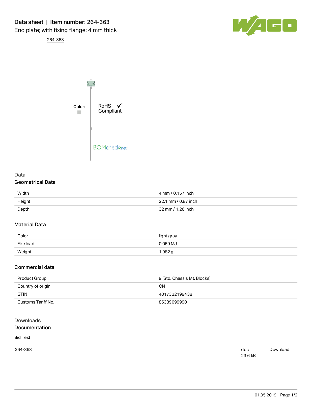 Wago 264-363 Data Sheet