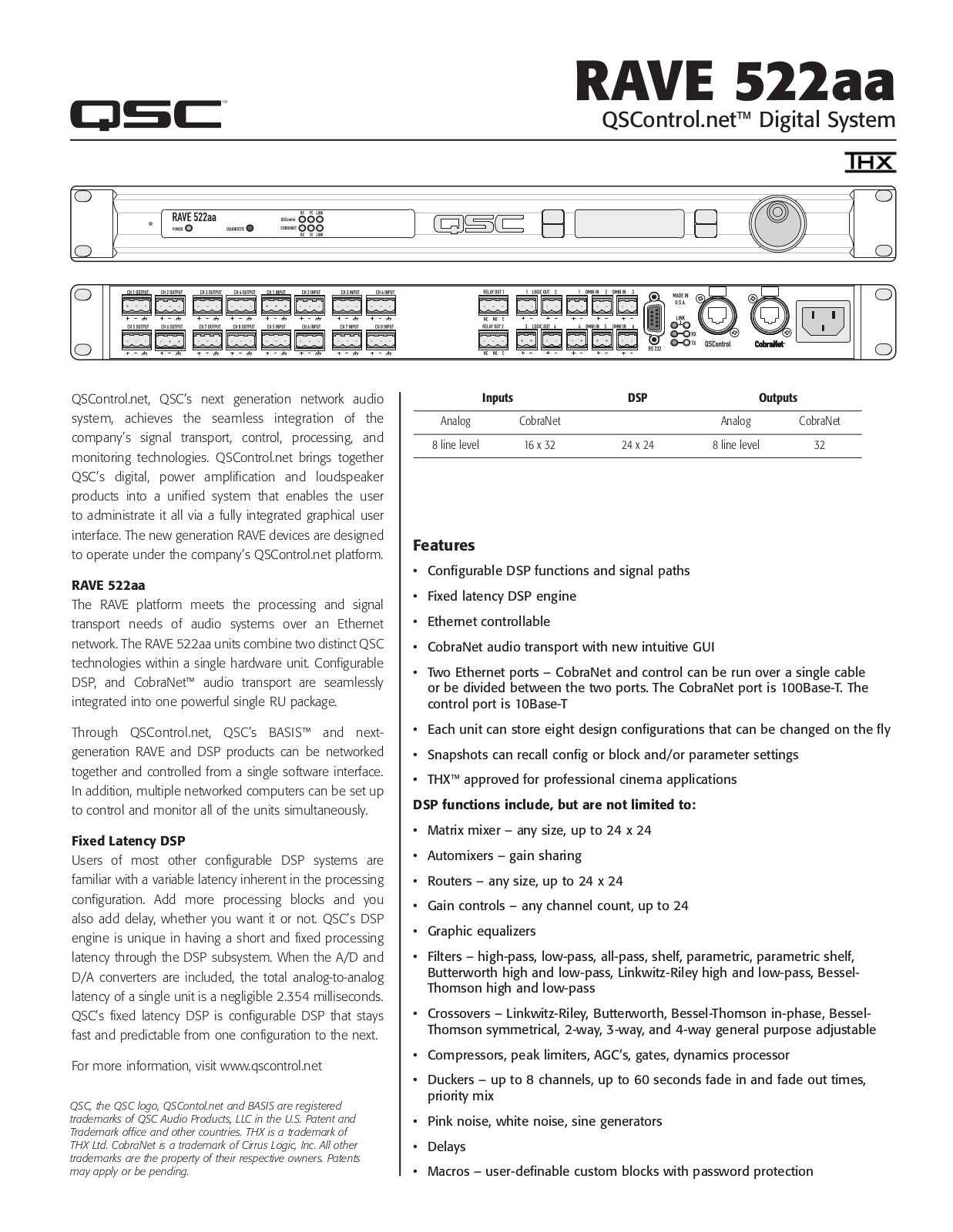 QSC BASIS-522-AA, RAVE-522-AA Brochure