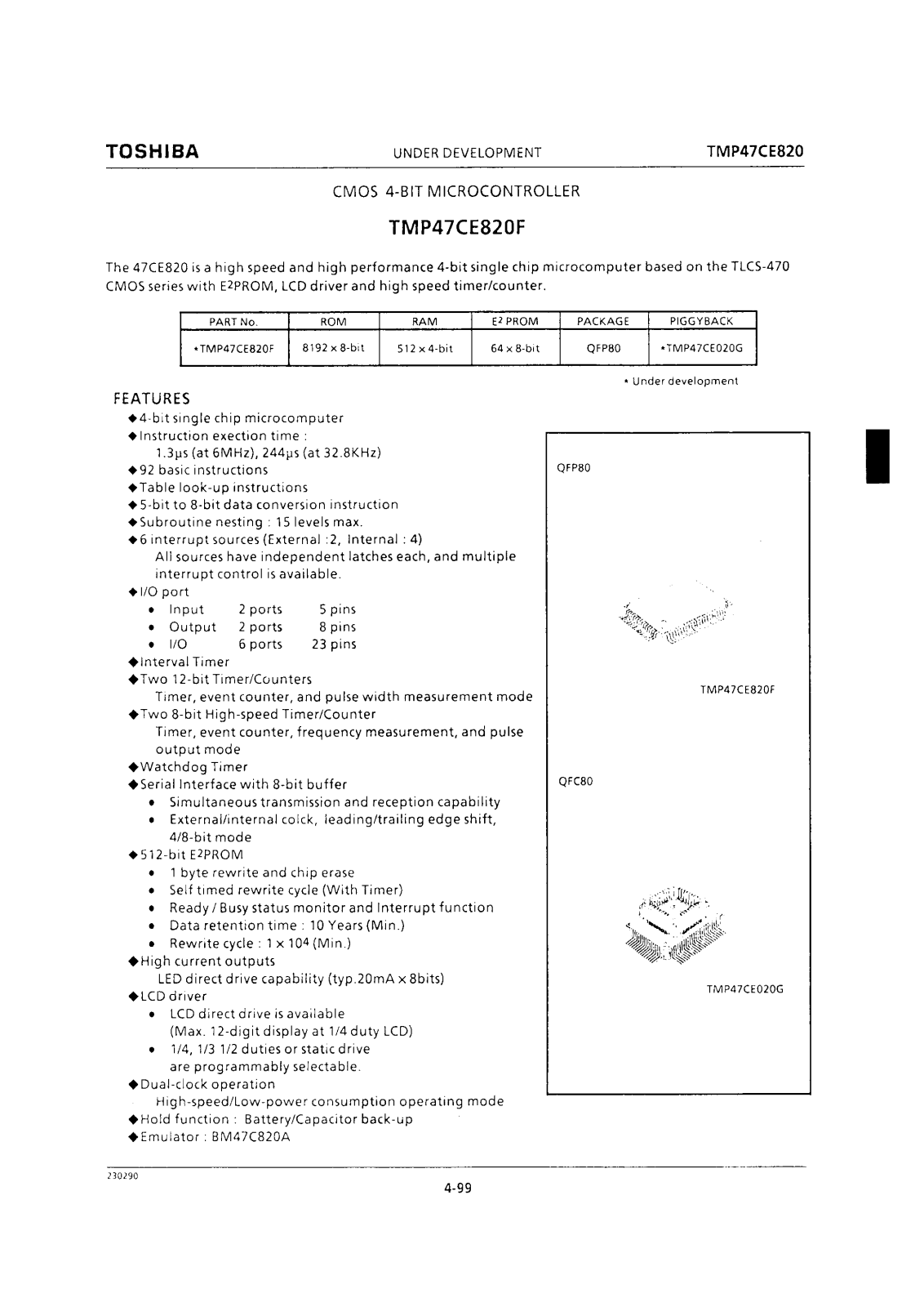 Toshiba TMP47CE020G Datasheet