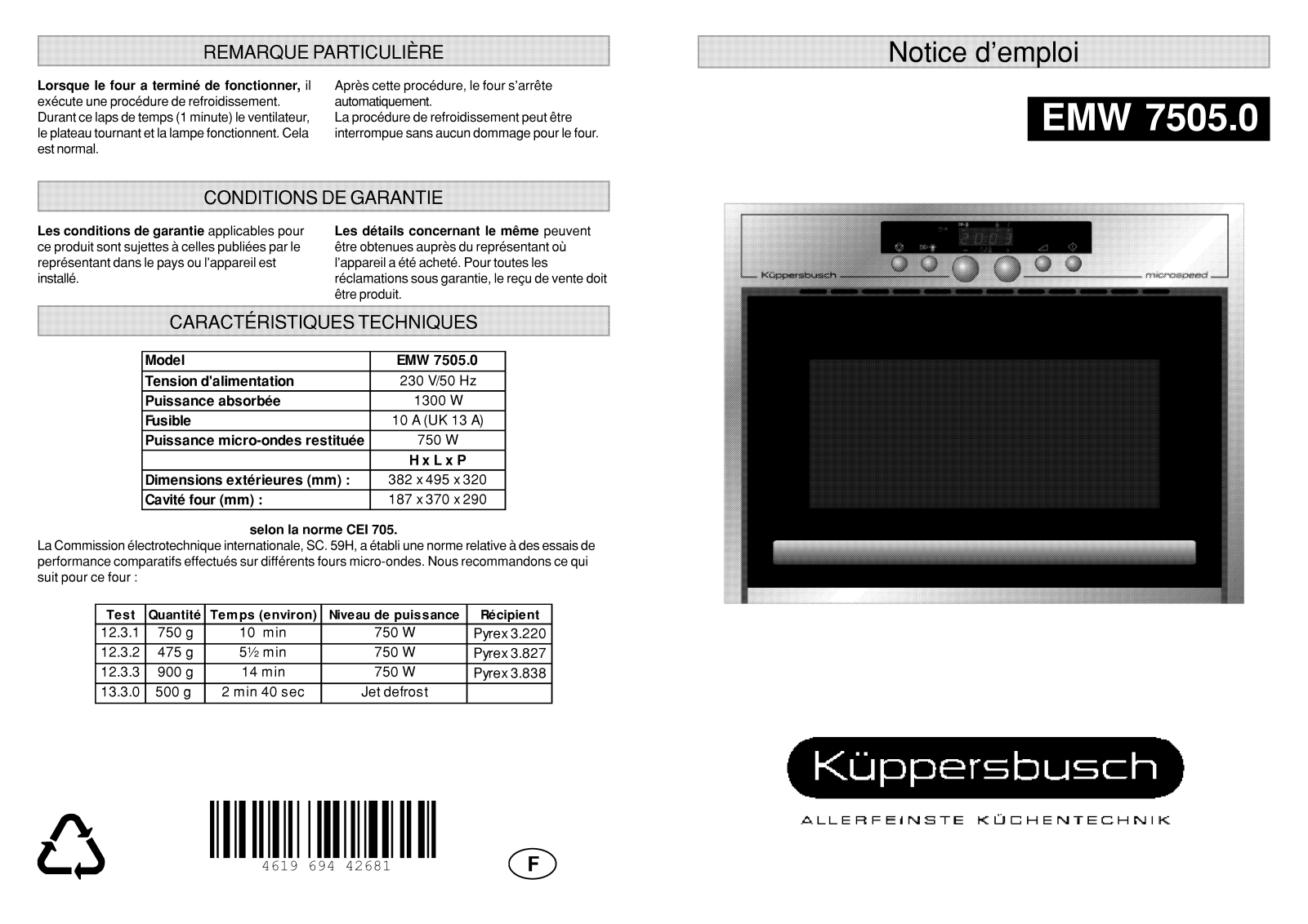 Küppersbusch EMW7505.0 User Manual