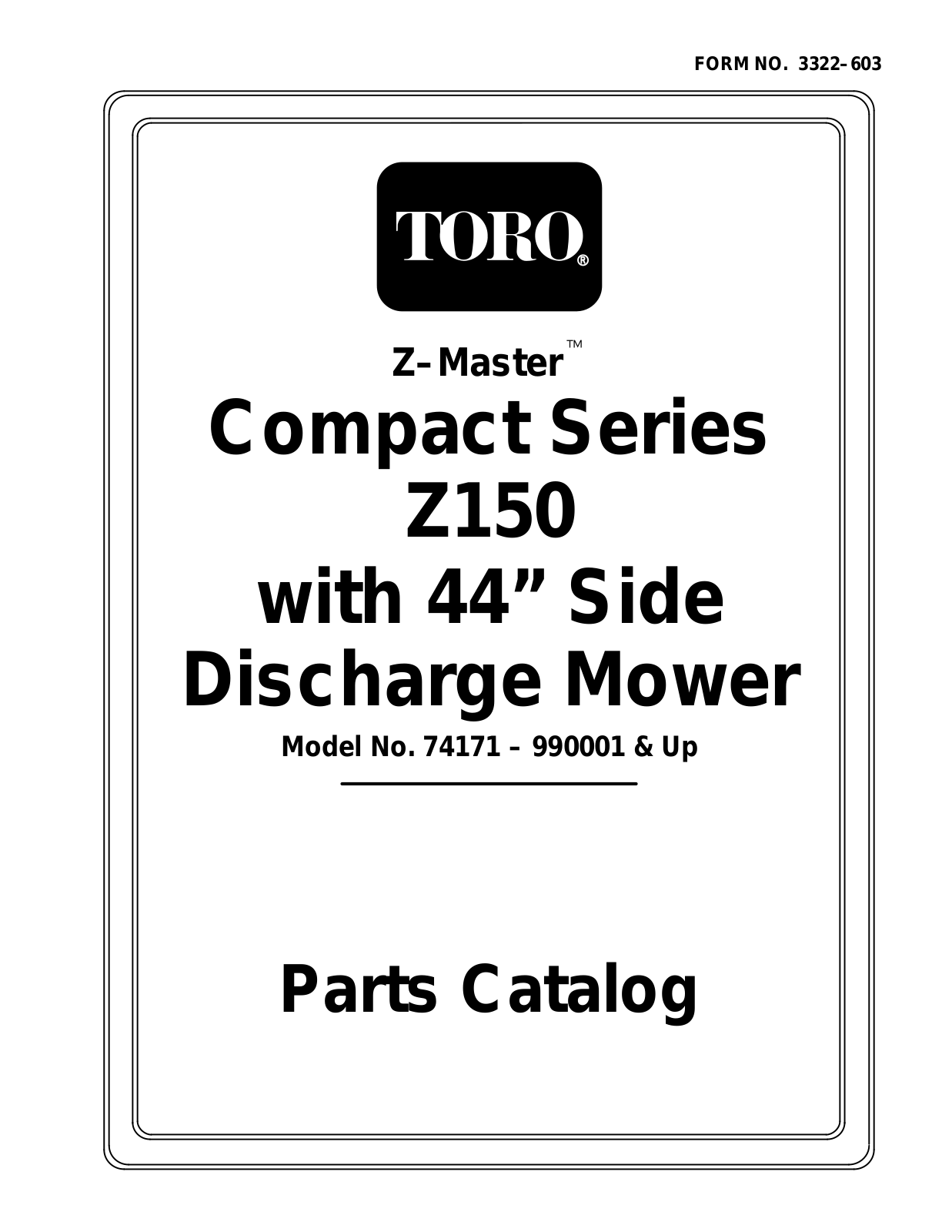 Toro 74171 Parts Catalogue