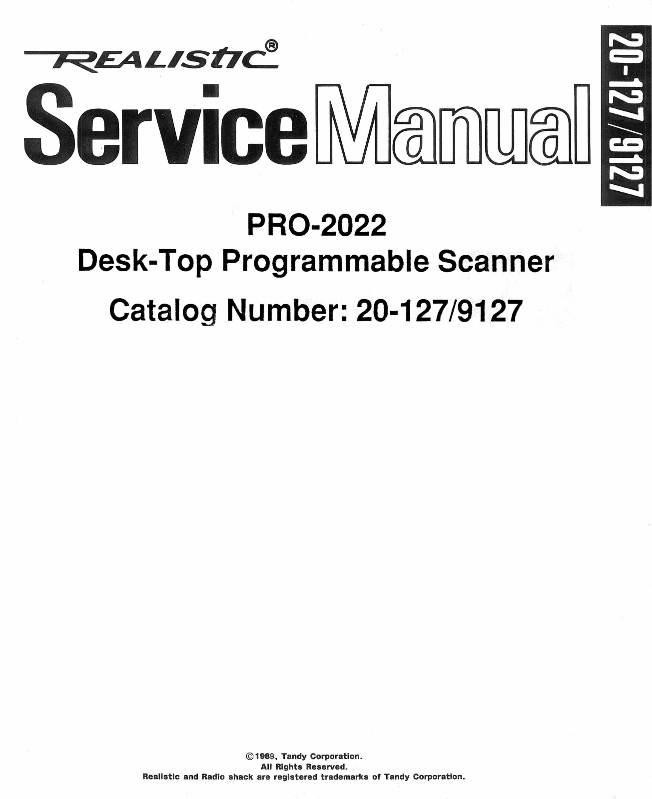 RadioShack PRO-2022 Service Manual