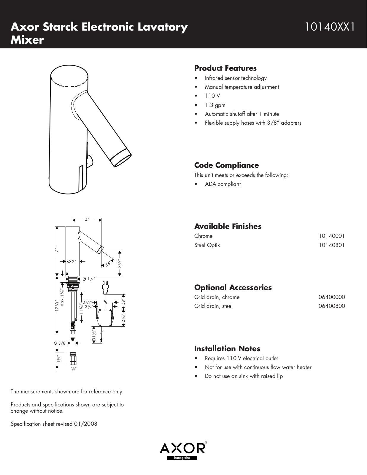 Hans Grohe 10140XX1 User Manual