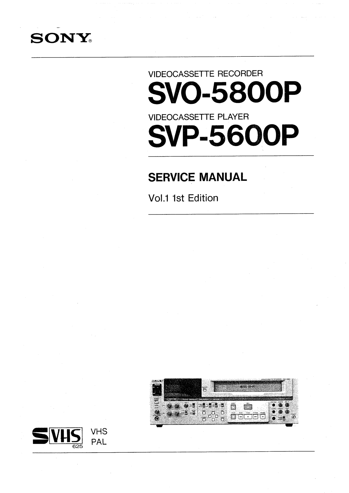 Sony SVP-5600P, SVO-5800P Service Manual