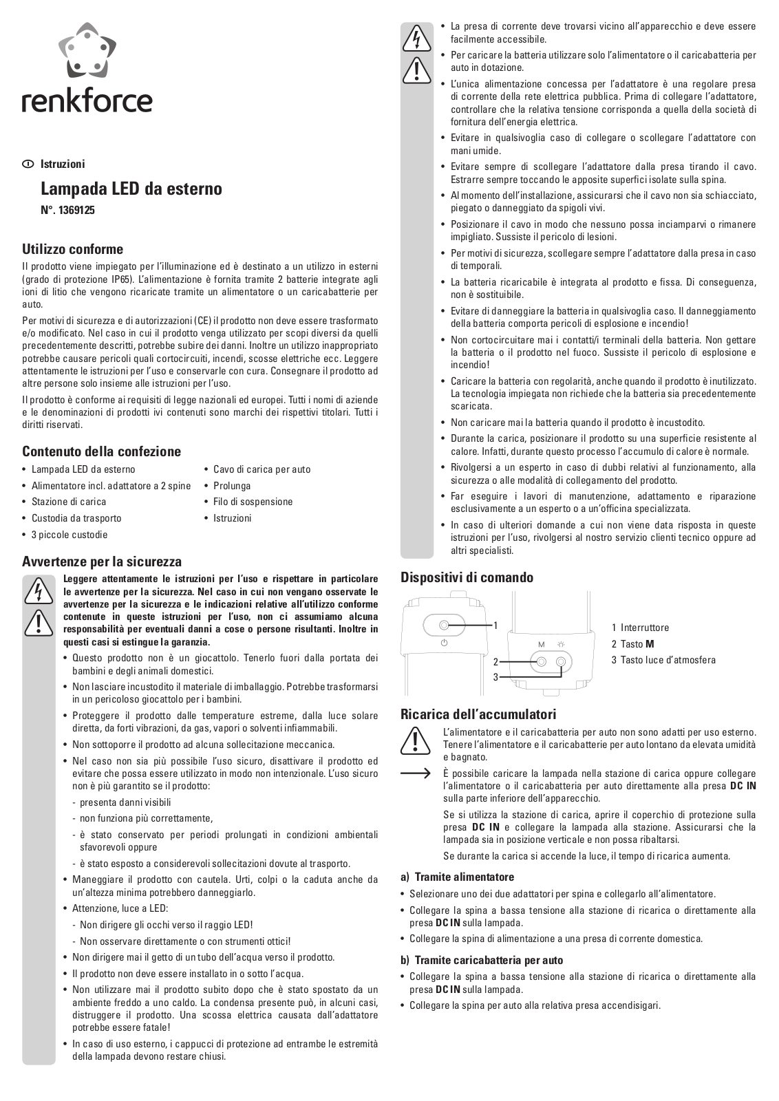 Renkforce 1369125 Operating Instructions