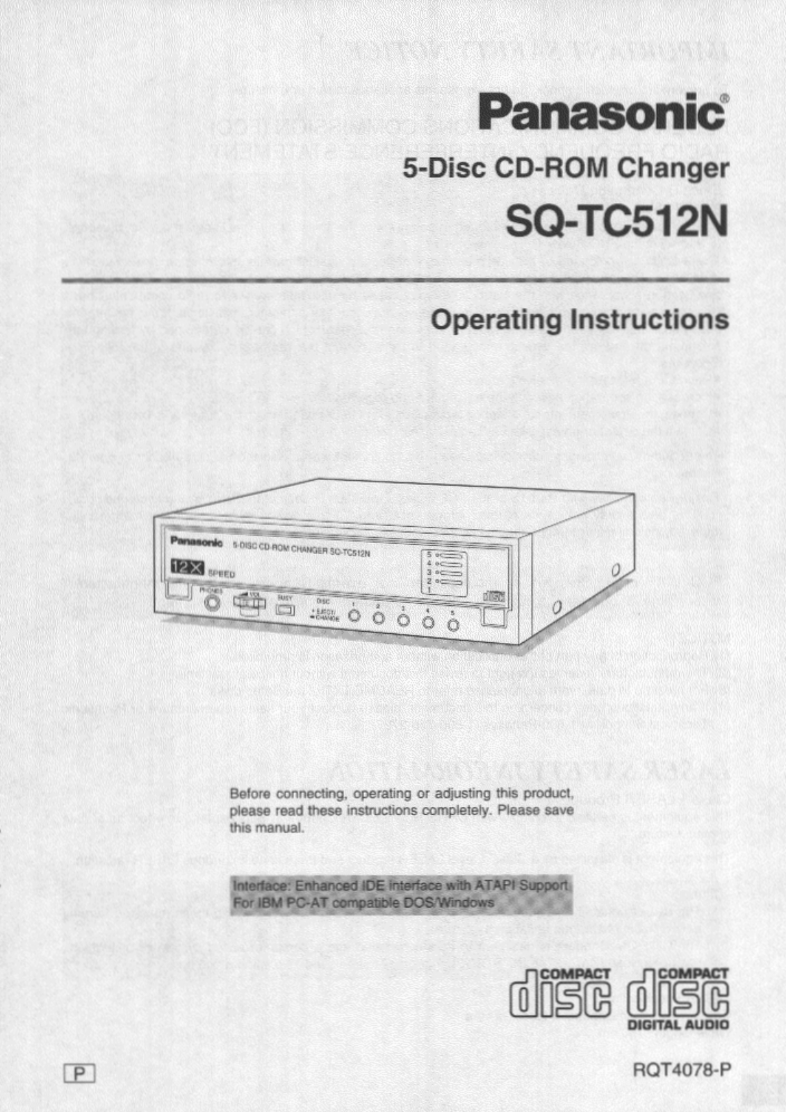 Panasonic sq-tc512 Operation Manual