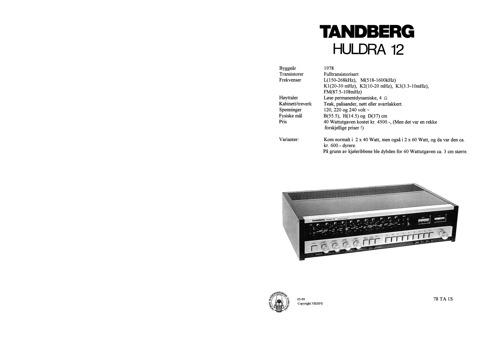 TANDBERG HULDRA 12 Schematic