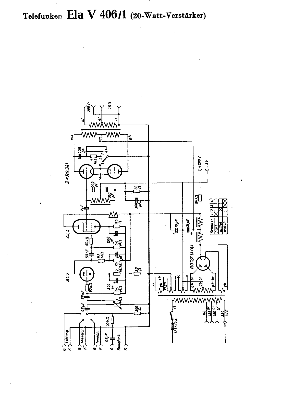 Telefunken Ela V406 Cirquit Diagram