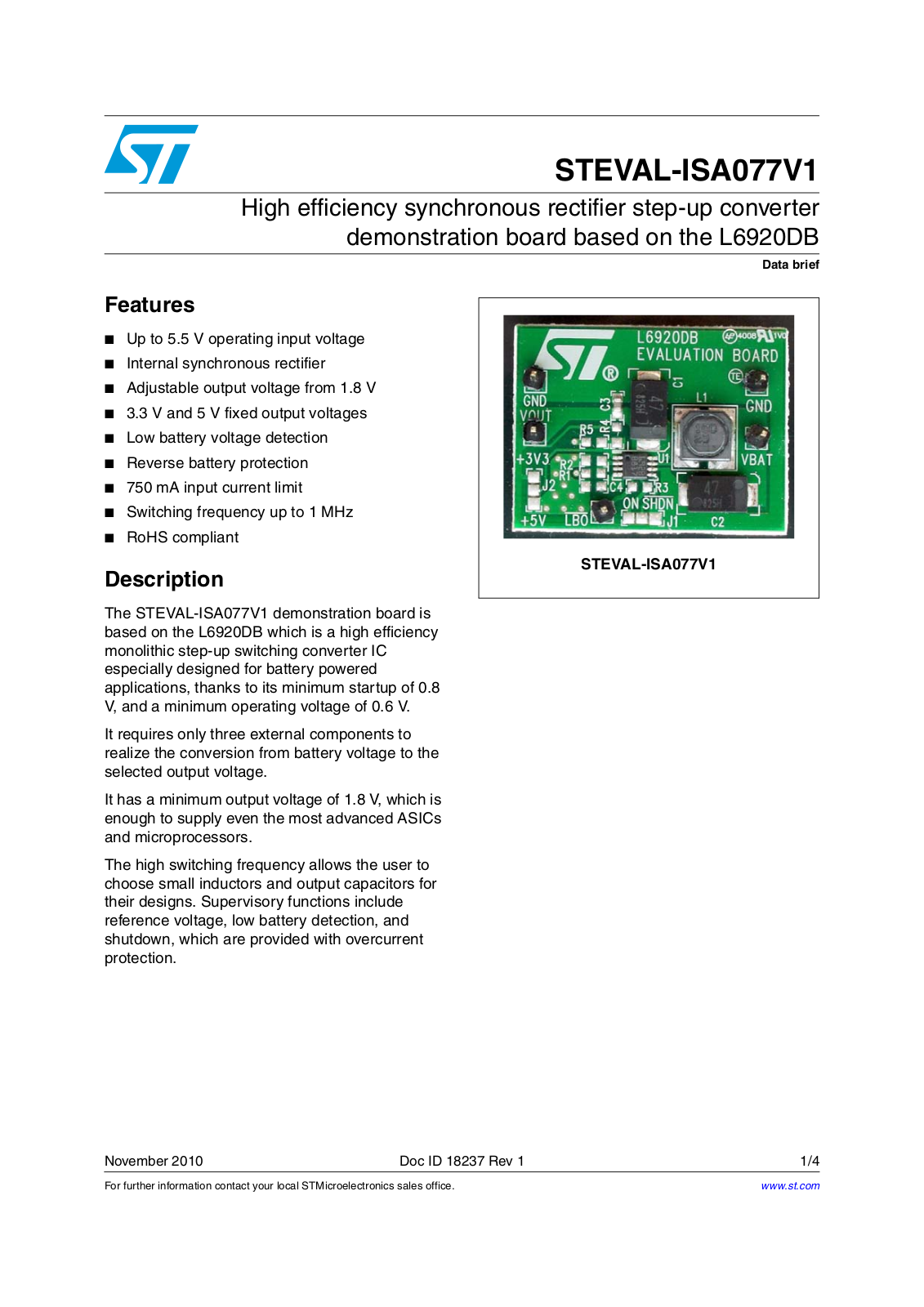 ST ISA077V1 User Manual