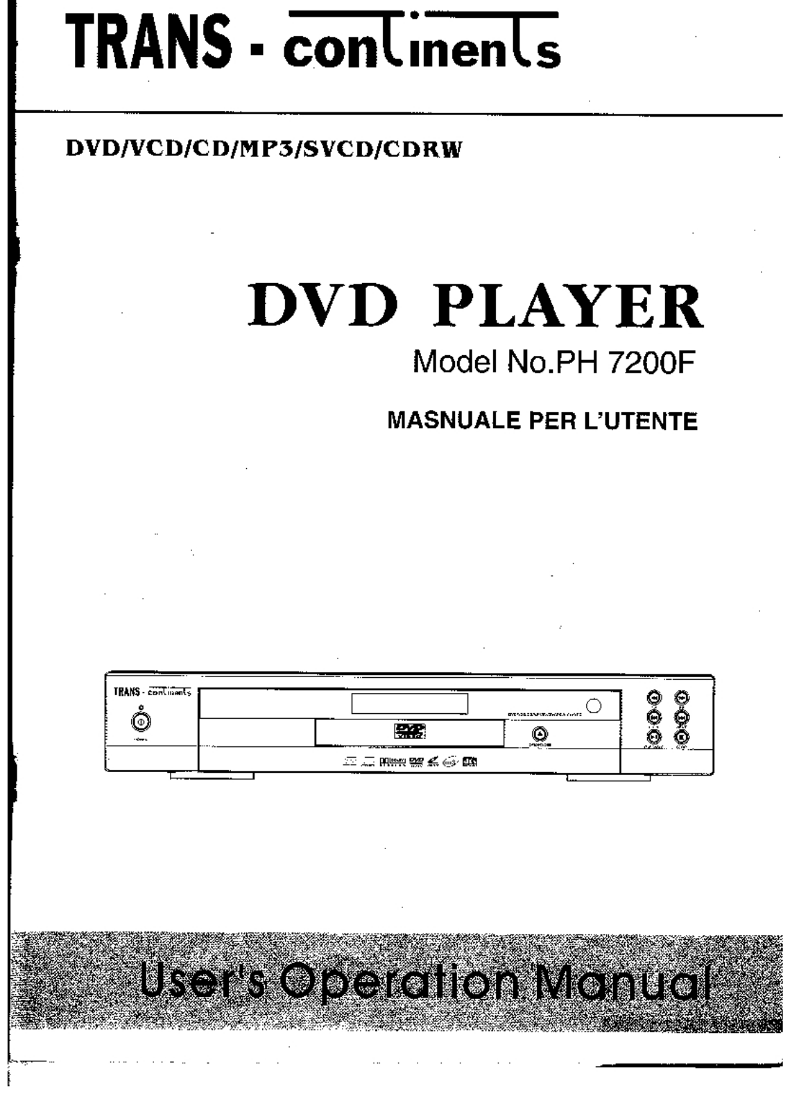 TRANS CONTINENTS PH 7200F User Manual