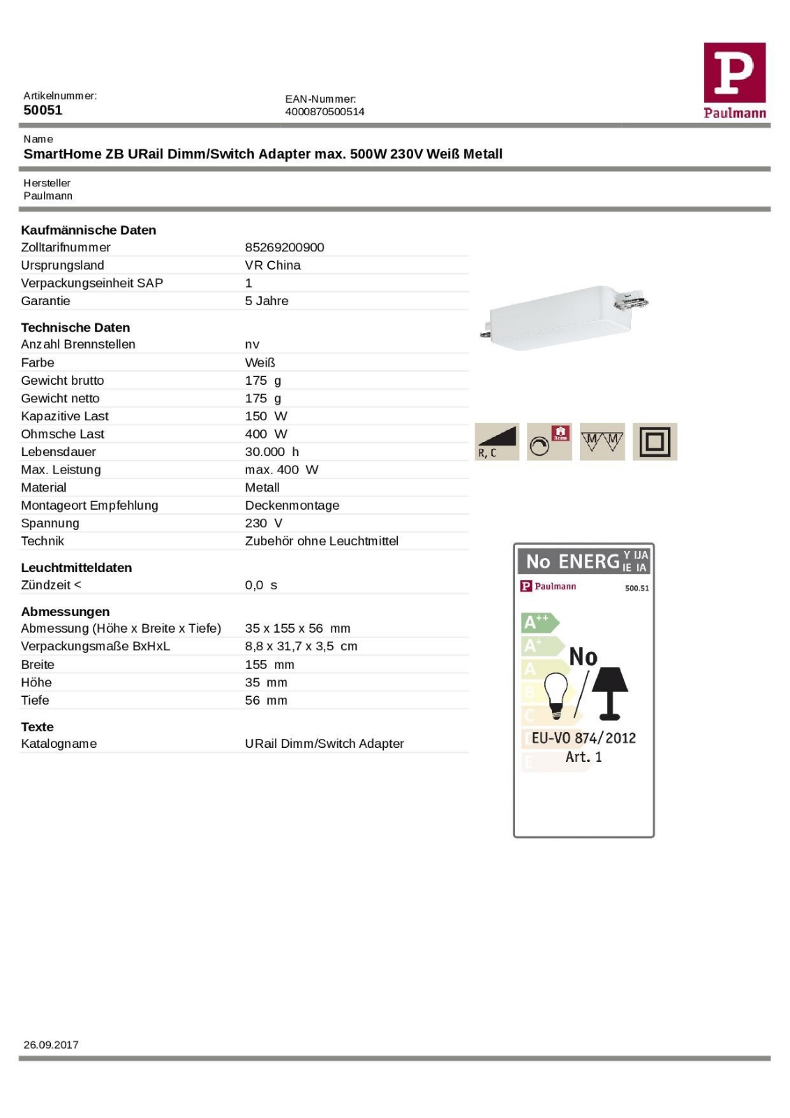 PAULMANN PLM 50051 Datasheet - ManualMachine.com