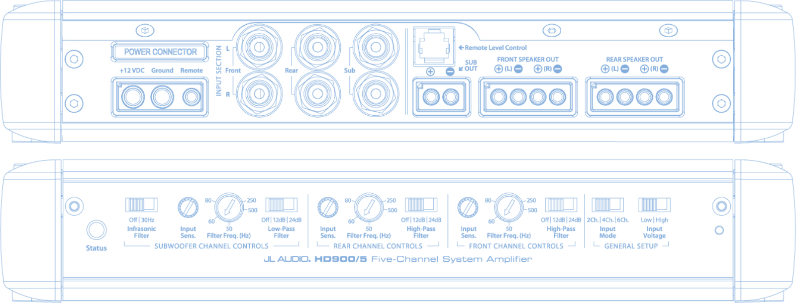 JL Audio HD900/5 Line Art Of Components