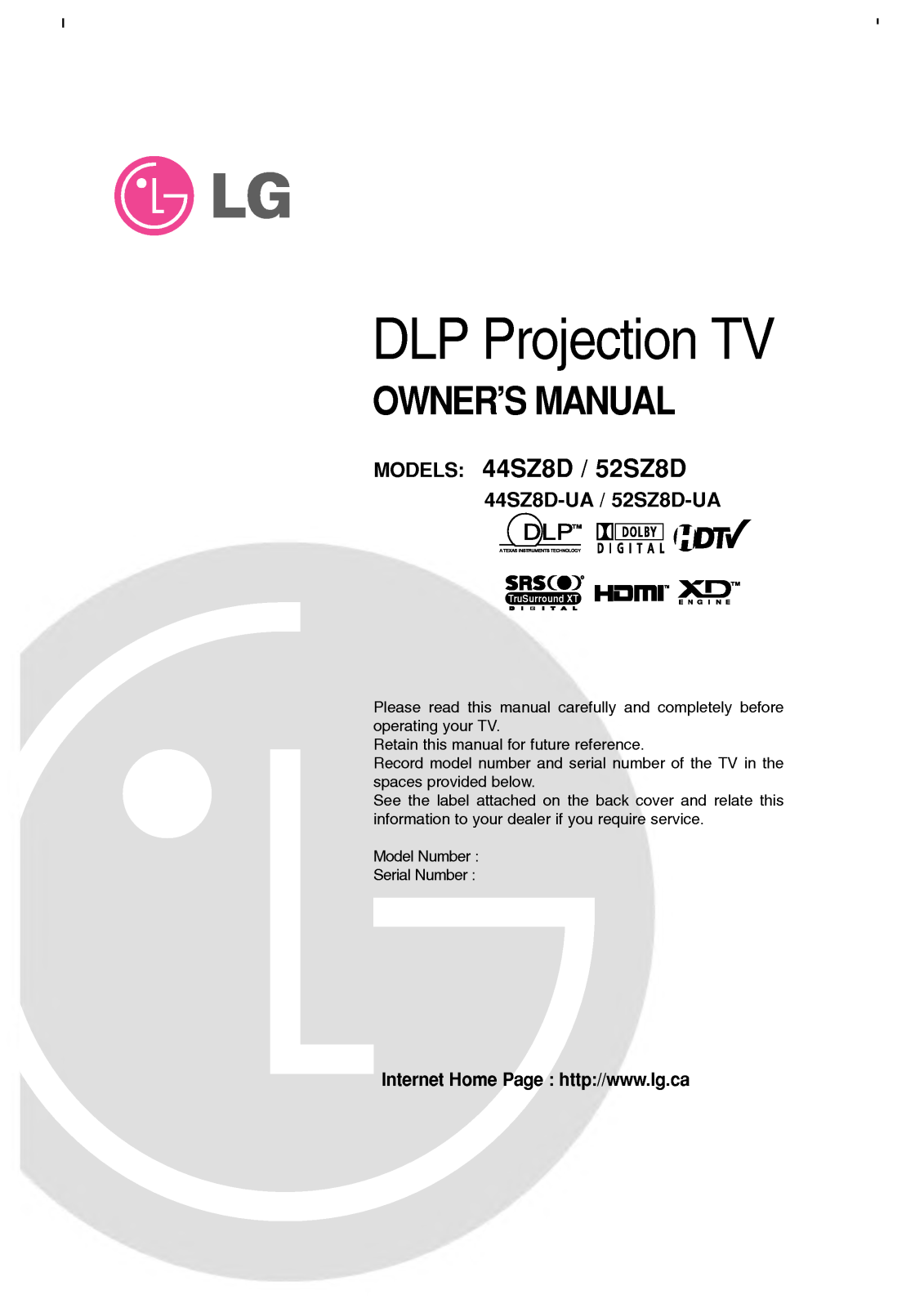 LG 44SZ8D User Manual