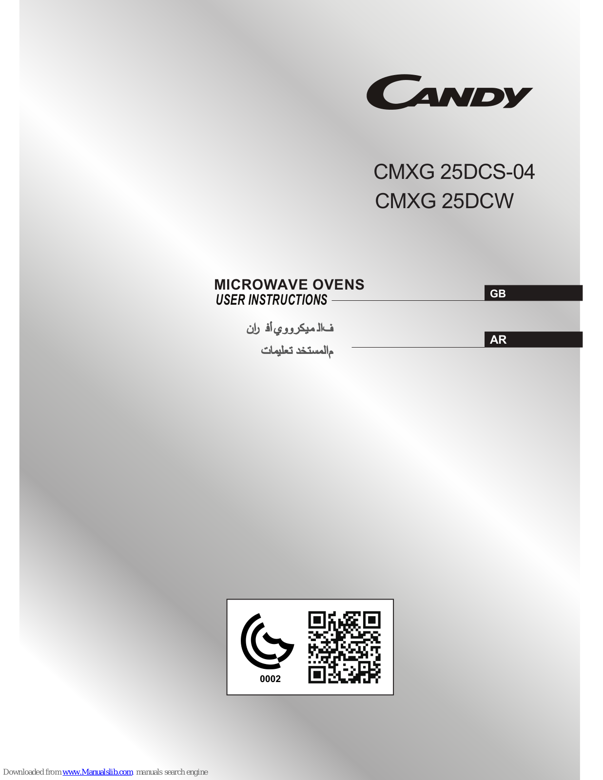 Candy CMXG 25DCS-04, CMXG 25DCW, CMXG 25DCS-19, CMXG 25DCW-19 User Instructions