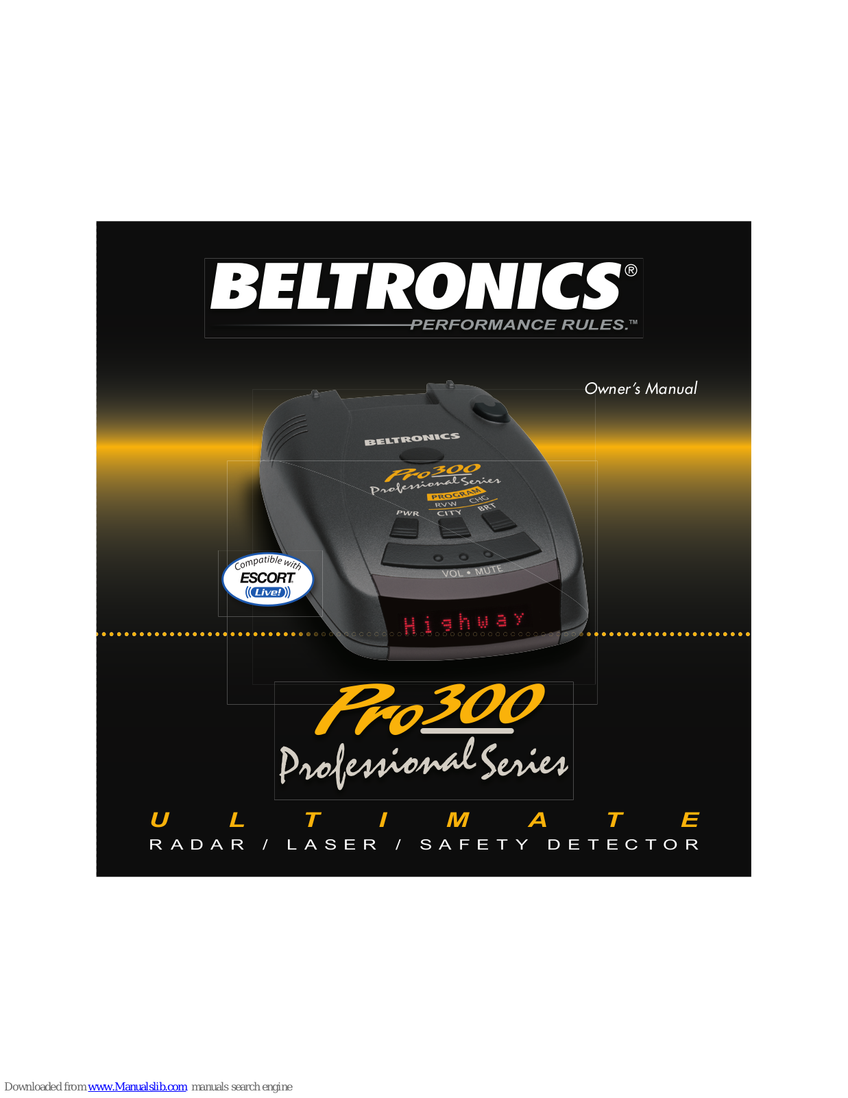 Beltronics Pro 300 Professional Owner's Manual