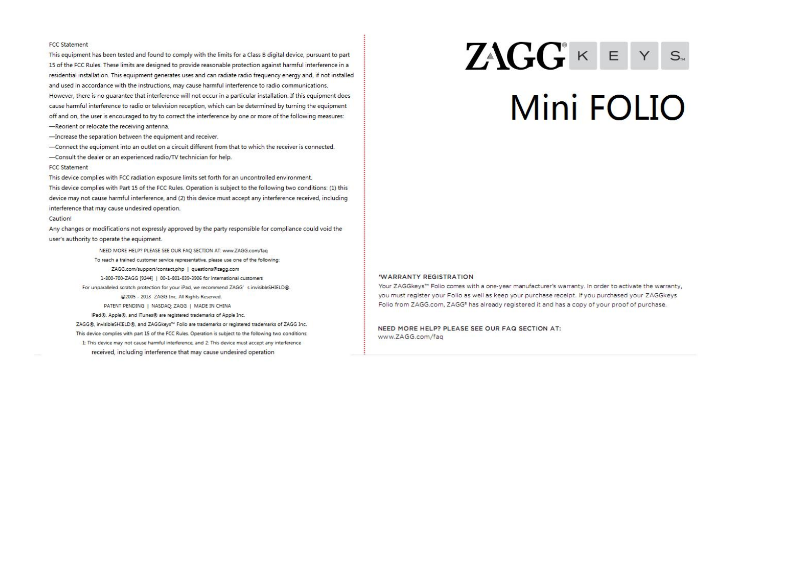 ZAGG ZKFCDL User Manual