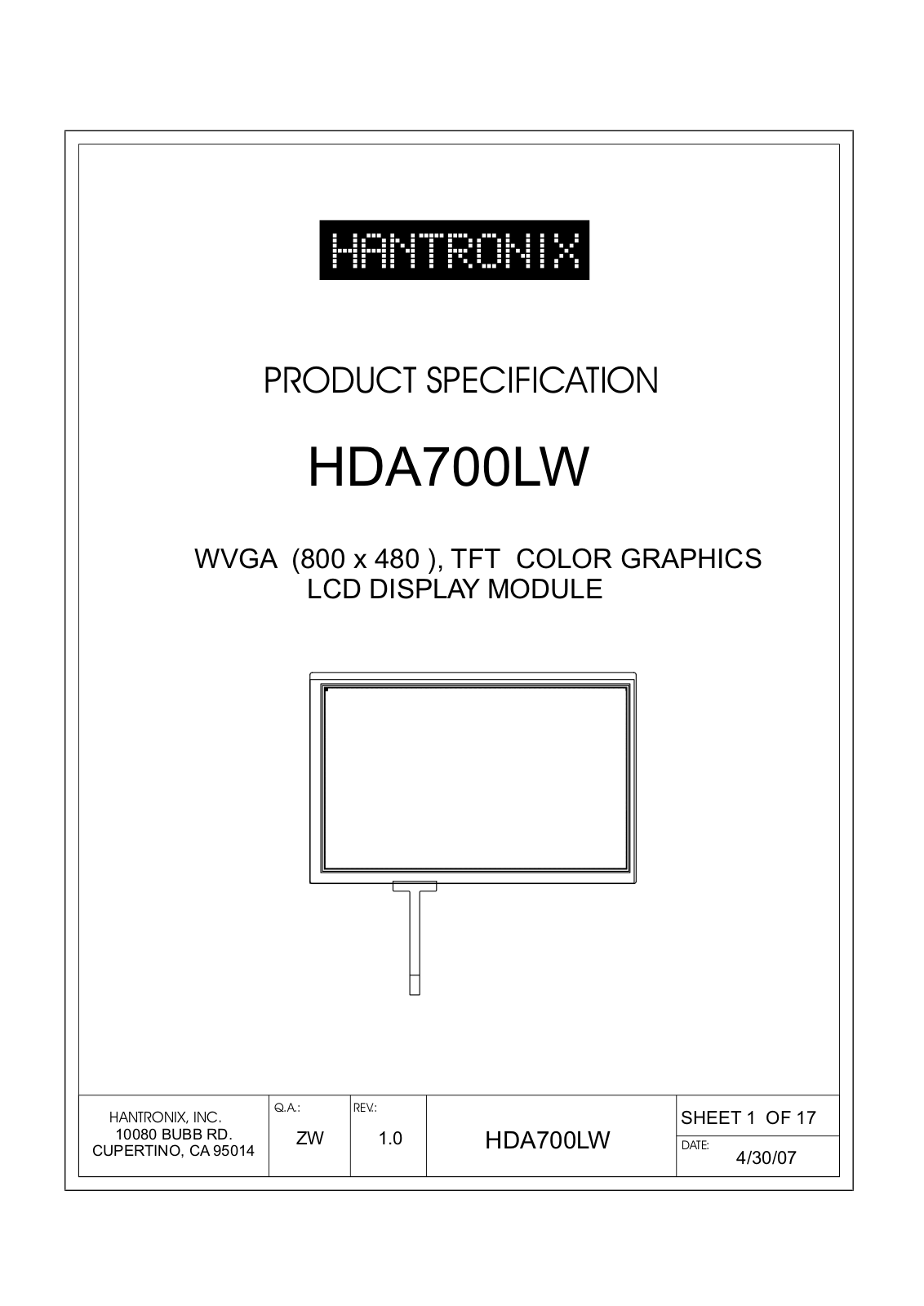 HANTRONIX HDA700LW Datasheet