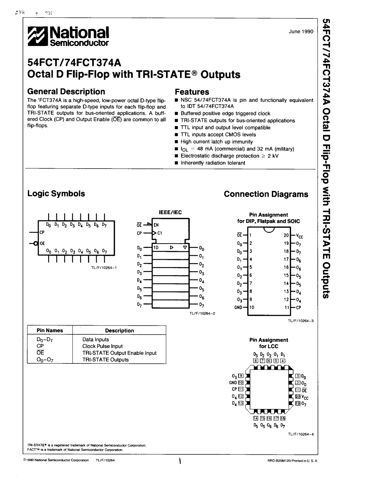 NSC 74FCT374ASCX, 74FCT374APCX, 74FCT374APCQR, 74FCT374ALCX, 74FCT374ALCQR Datasheet