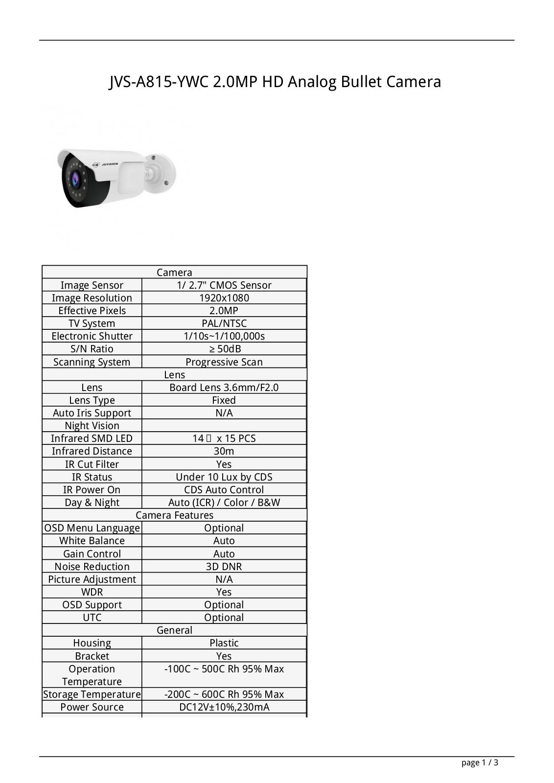 Jovision JVS-A815-YWC Service Manual