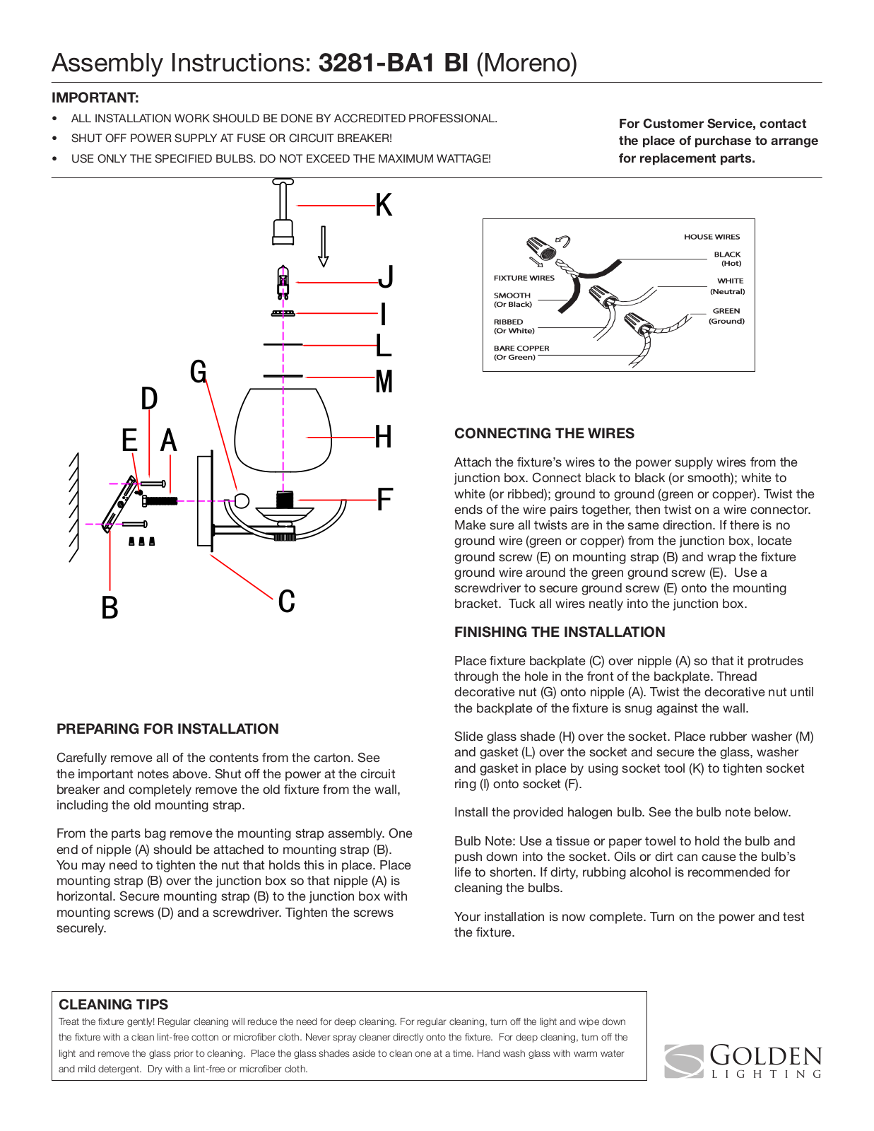 Golden Lighting 3281-BA1 BI User Manual