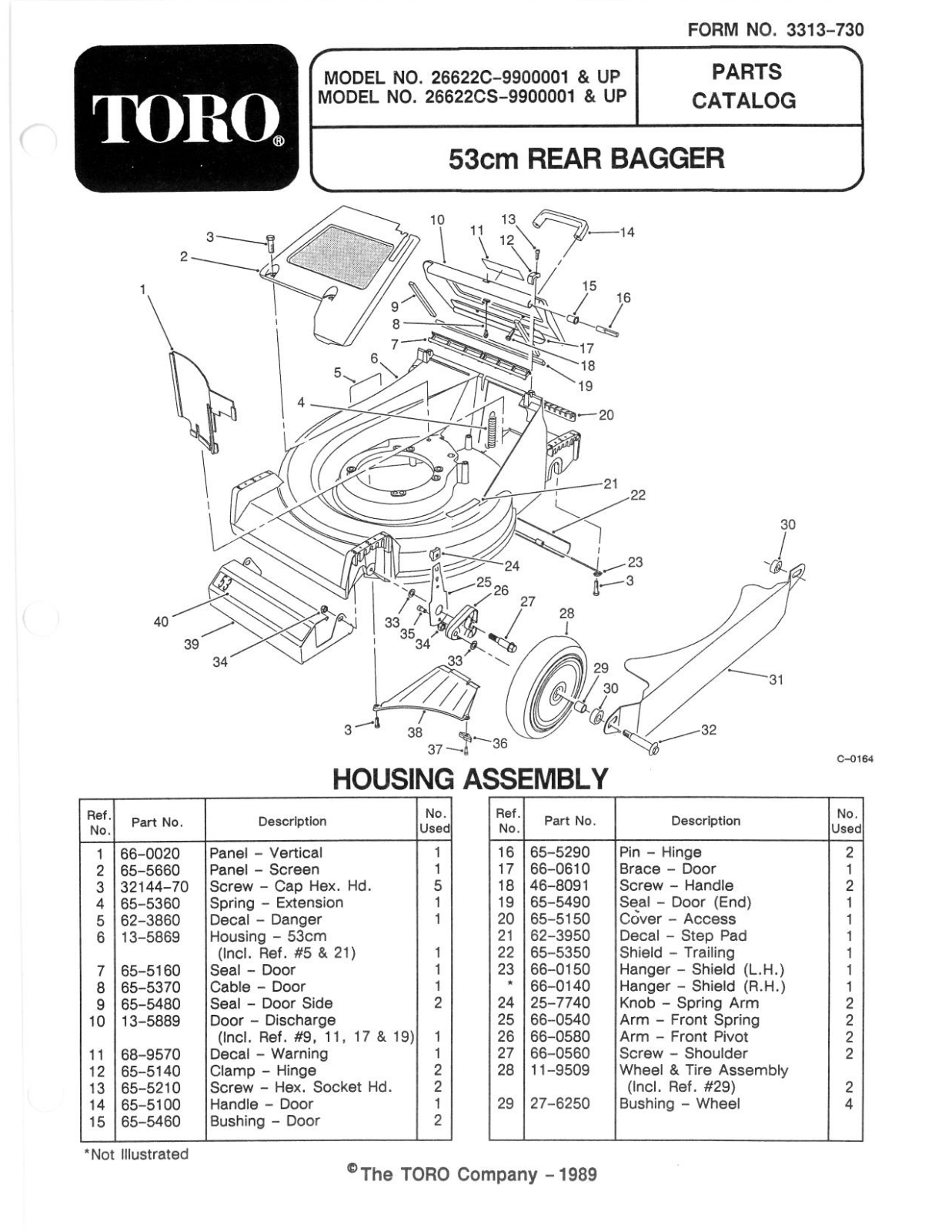 Toro 26622CS, 26622C Parts Catalogue