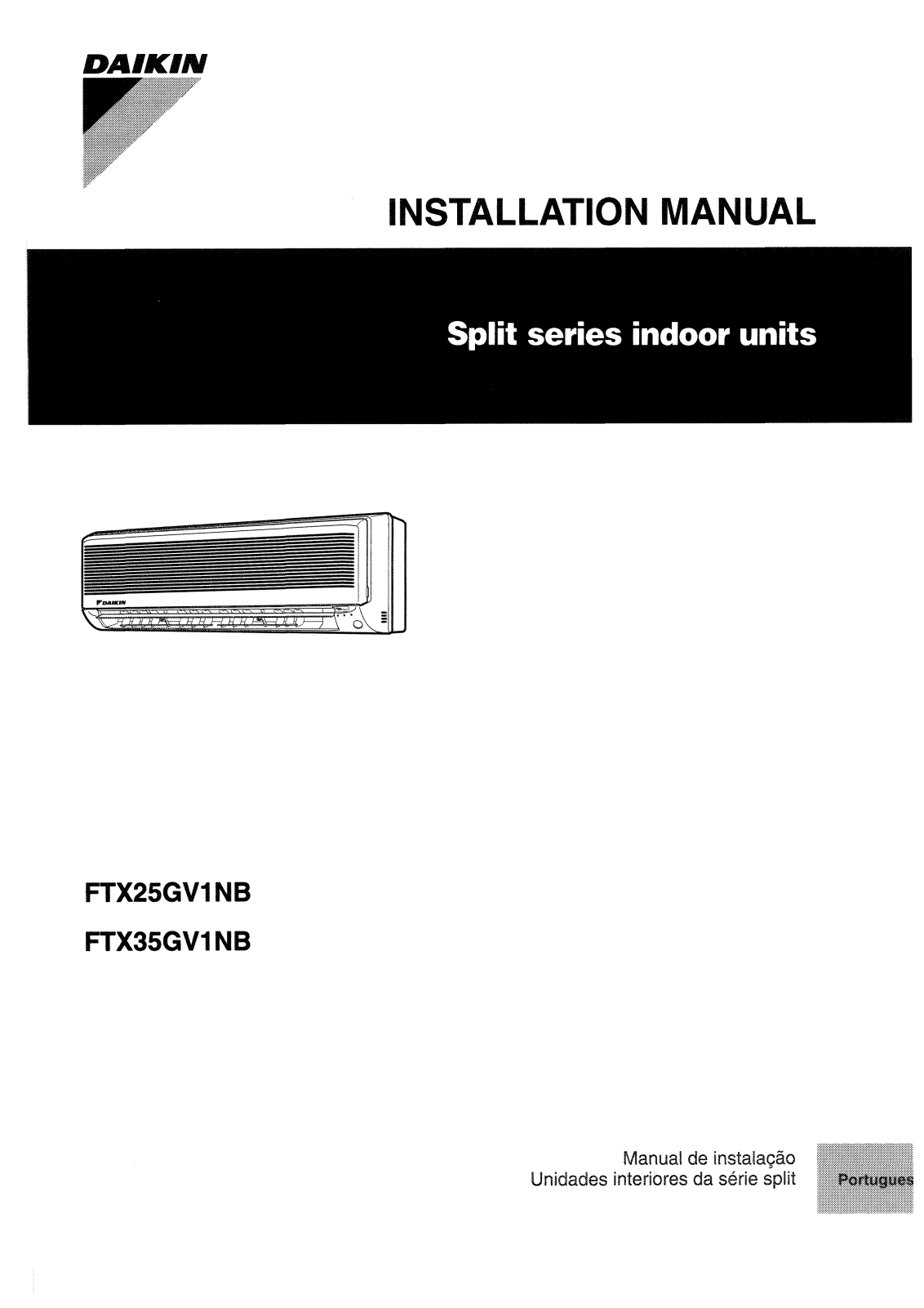 Daikin FTX25GV1NB, FTX35GV1NB Installation manuals