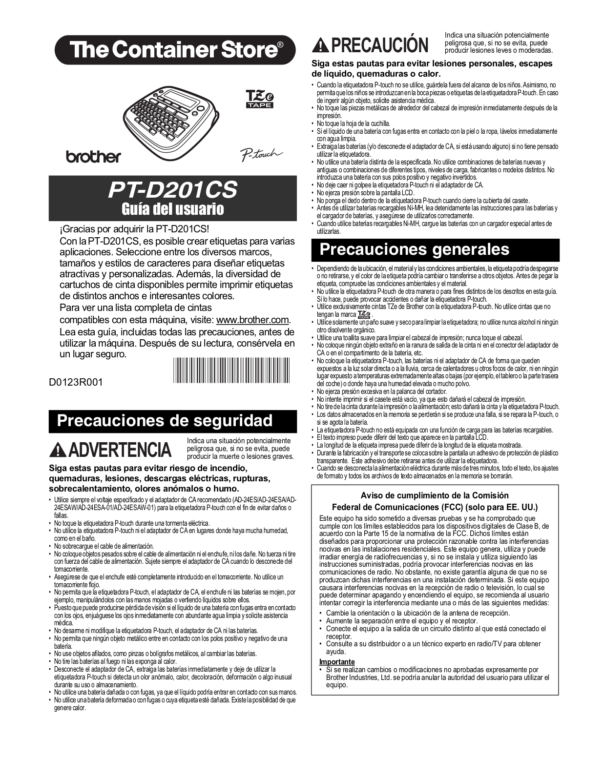 Brother PT-D201CS User's Guide