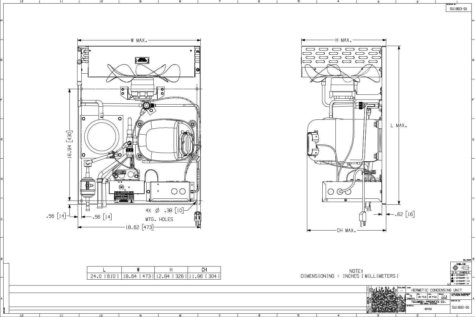 Tecumseh AJA7497ZXDXB Drawing Data