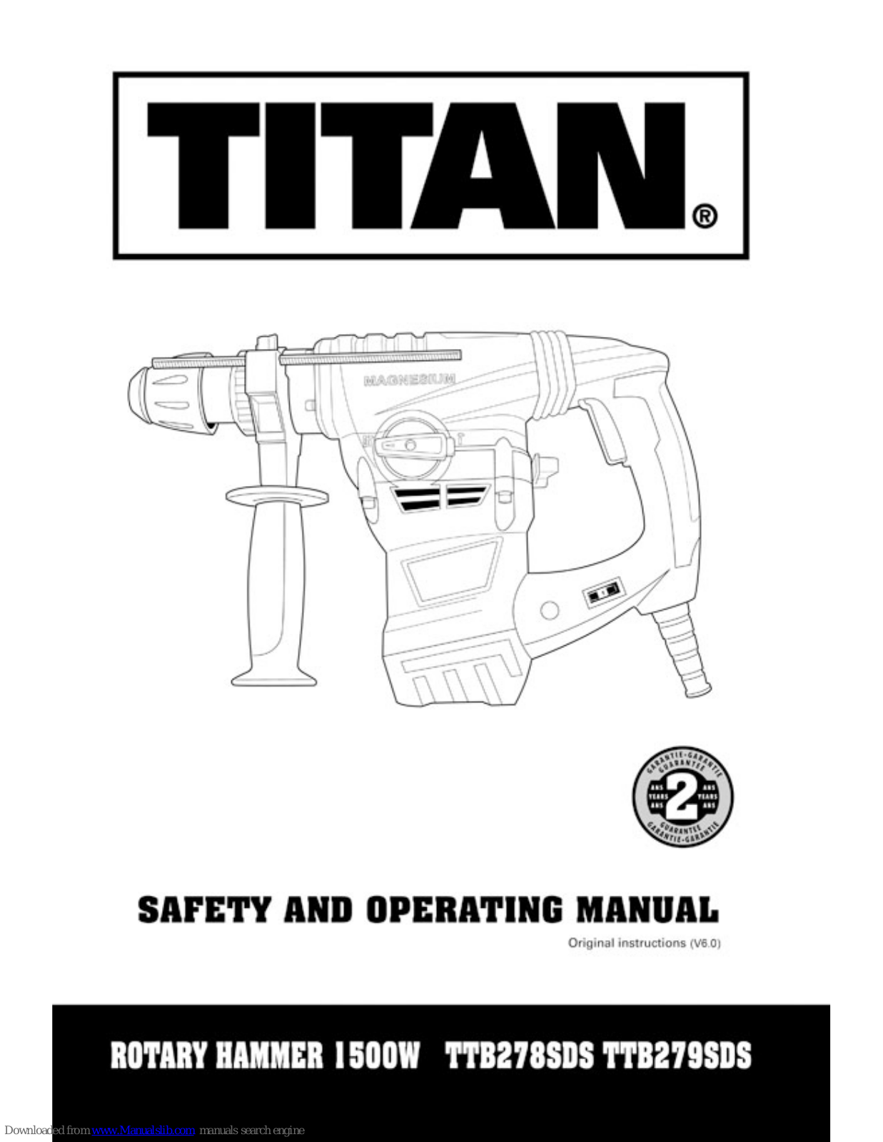 Titan TTB278SDS, TTB279SDS Safety And Operating Manual
