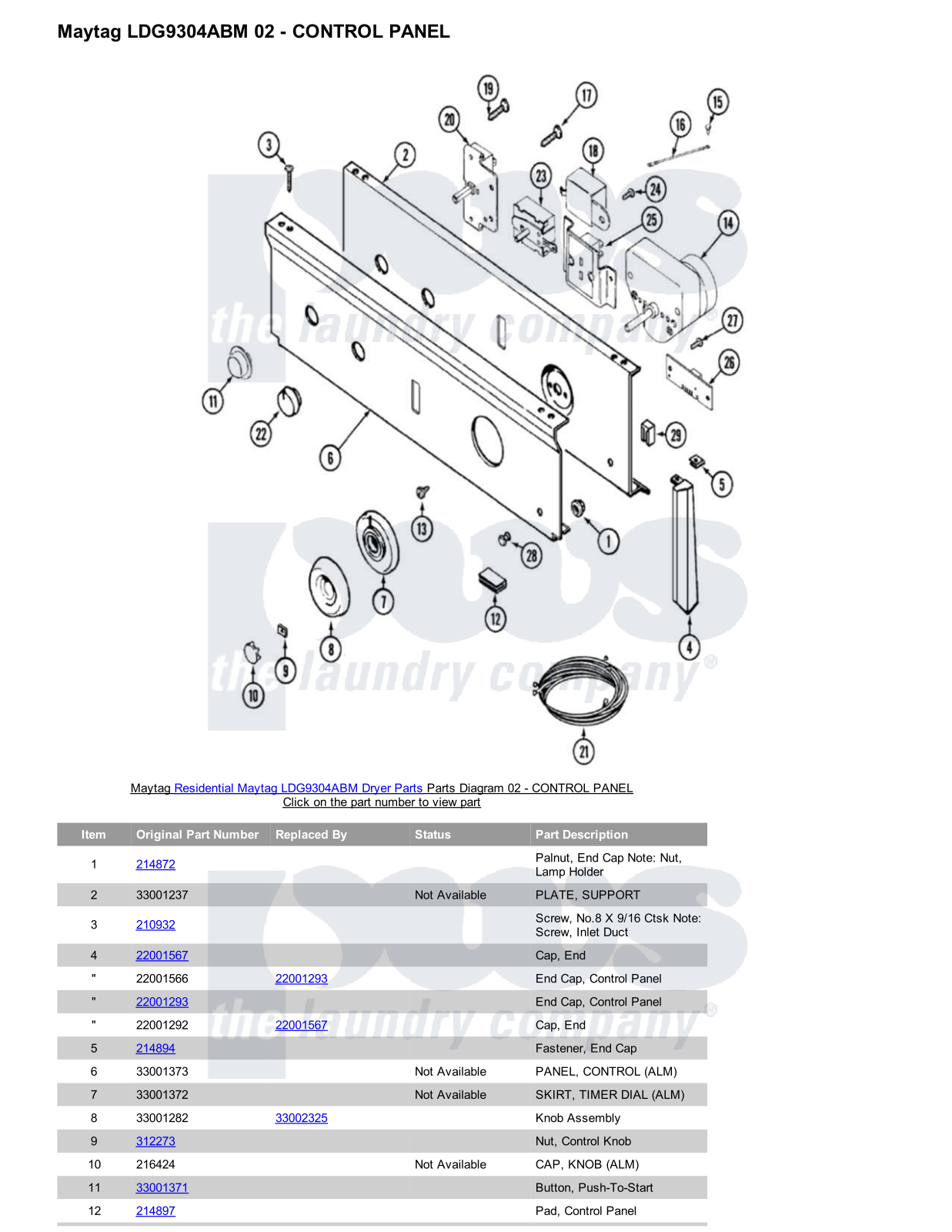 Maytag LDG9304ABM Parts Diagram