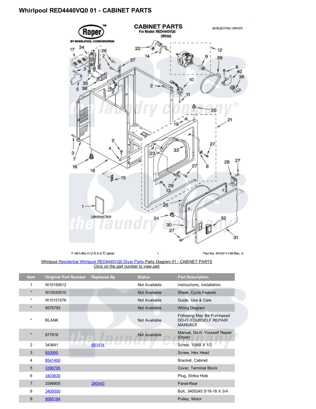 Whirlpool RED4440VQ0 Parts Diagram