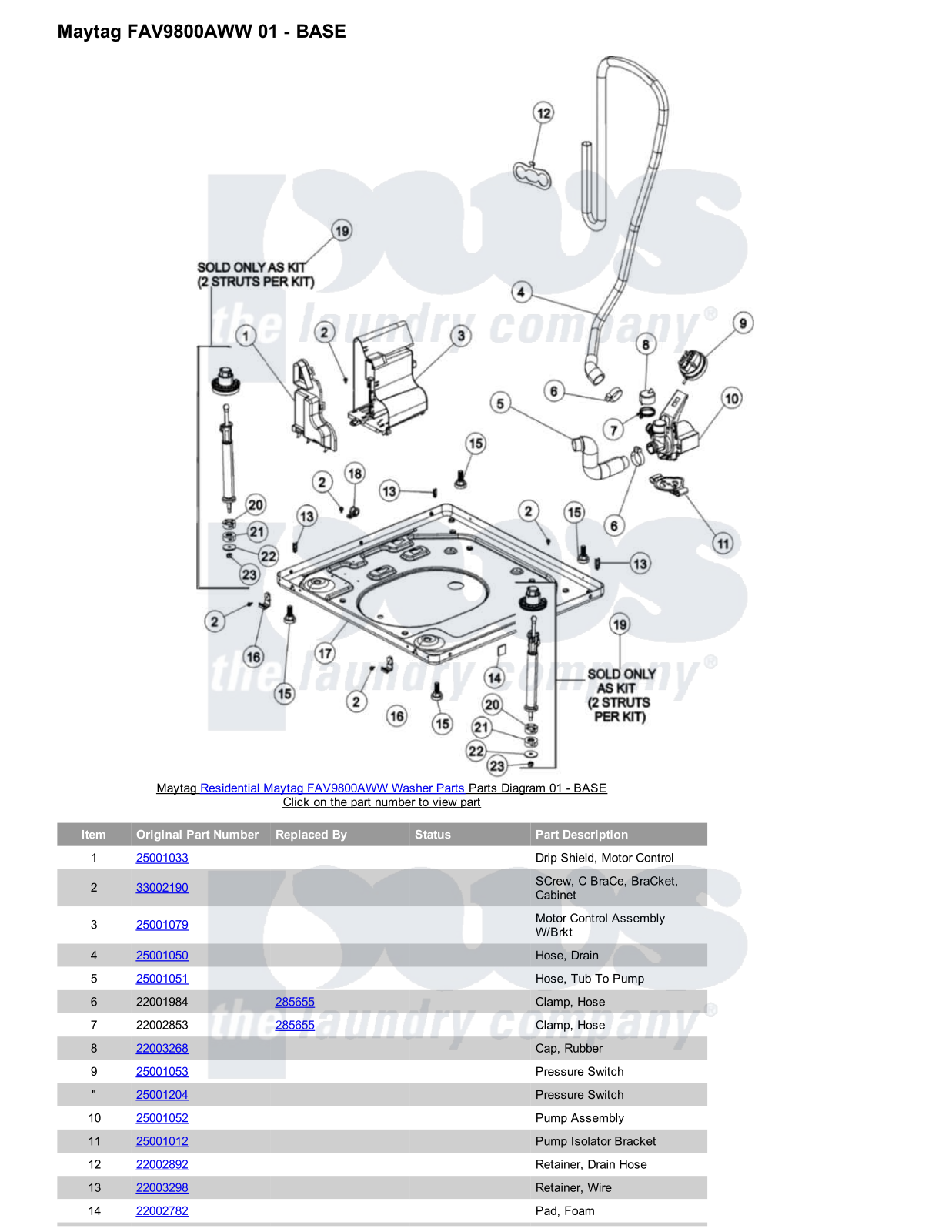 Maytag FAV9800AWW Parts Diagram