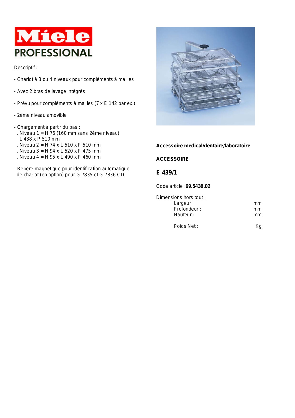 Miele E 439-1 DESCRIPTION - ManualMachine.com