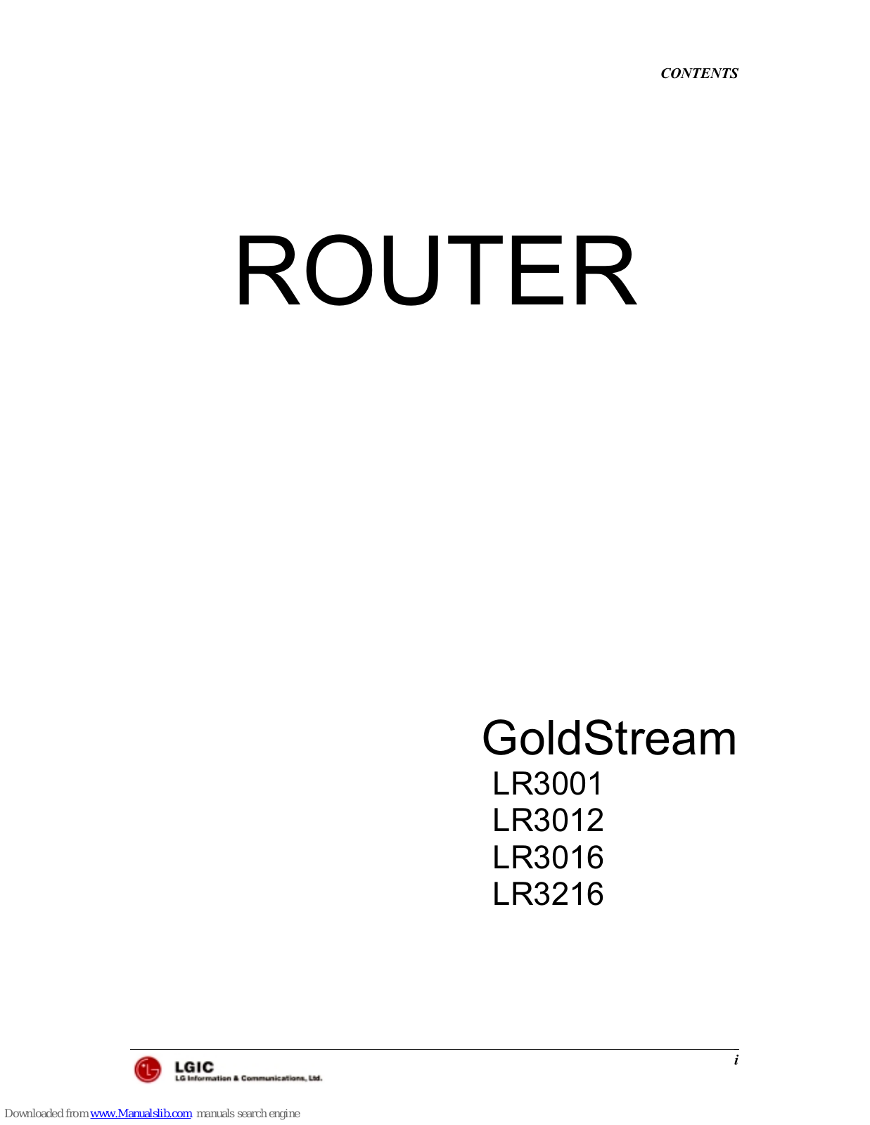 LG GoldStream LR3001, GoldStream LR3016, GoldStream LR3216, GoldStream LR3012 System Manual