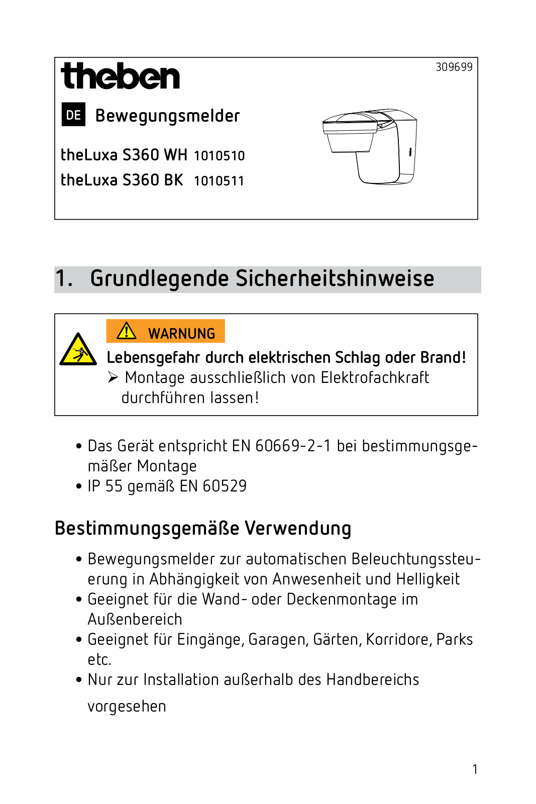 Theben S360 WH, S360 BK User Manual