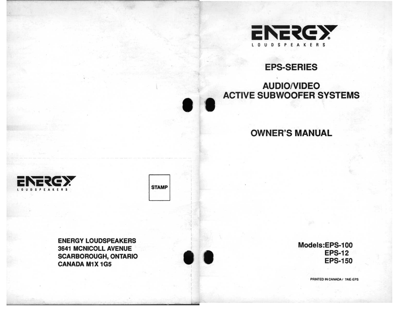 Energy EPS-12 Owners manual