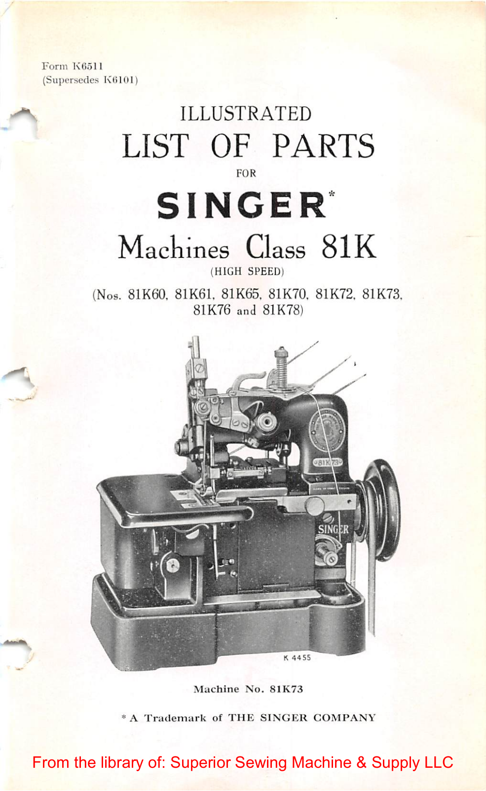 Singer 81K60, 81K61, 81K65, 81K70, 81K72 User Manual - ManualMachine.com