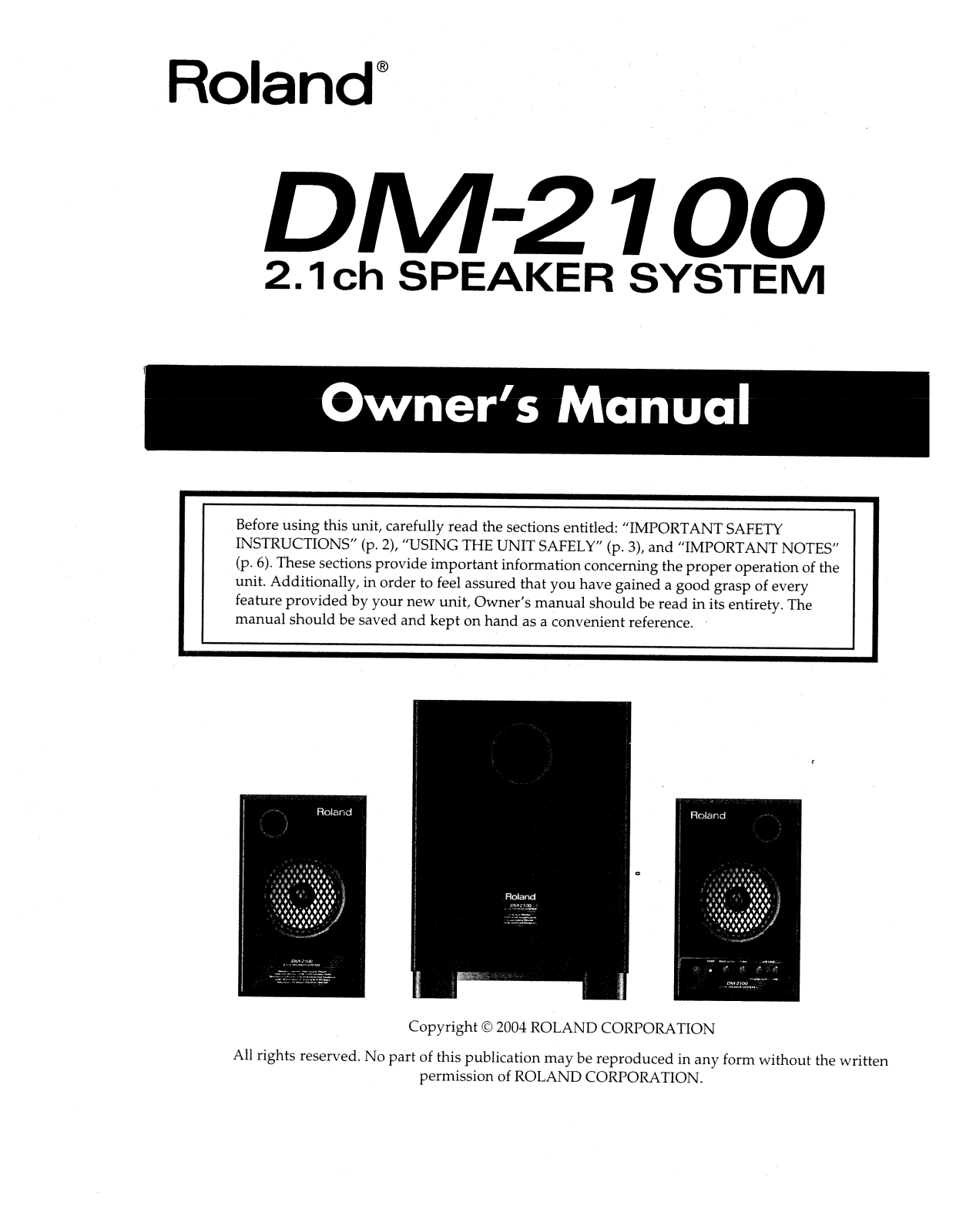 Roland Corporation DM-2100 Owner's Manual