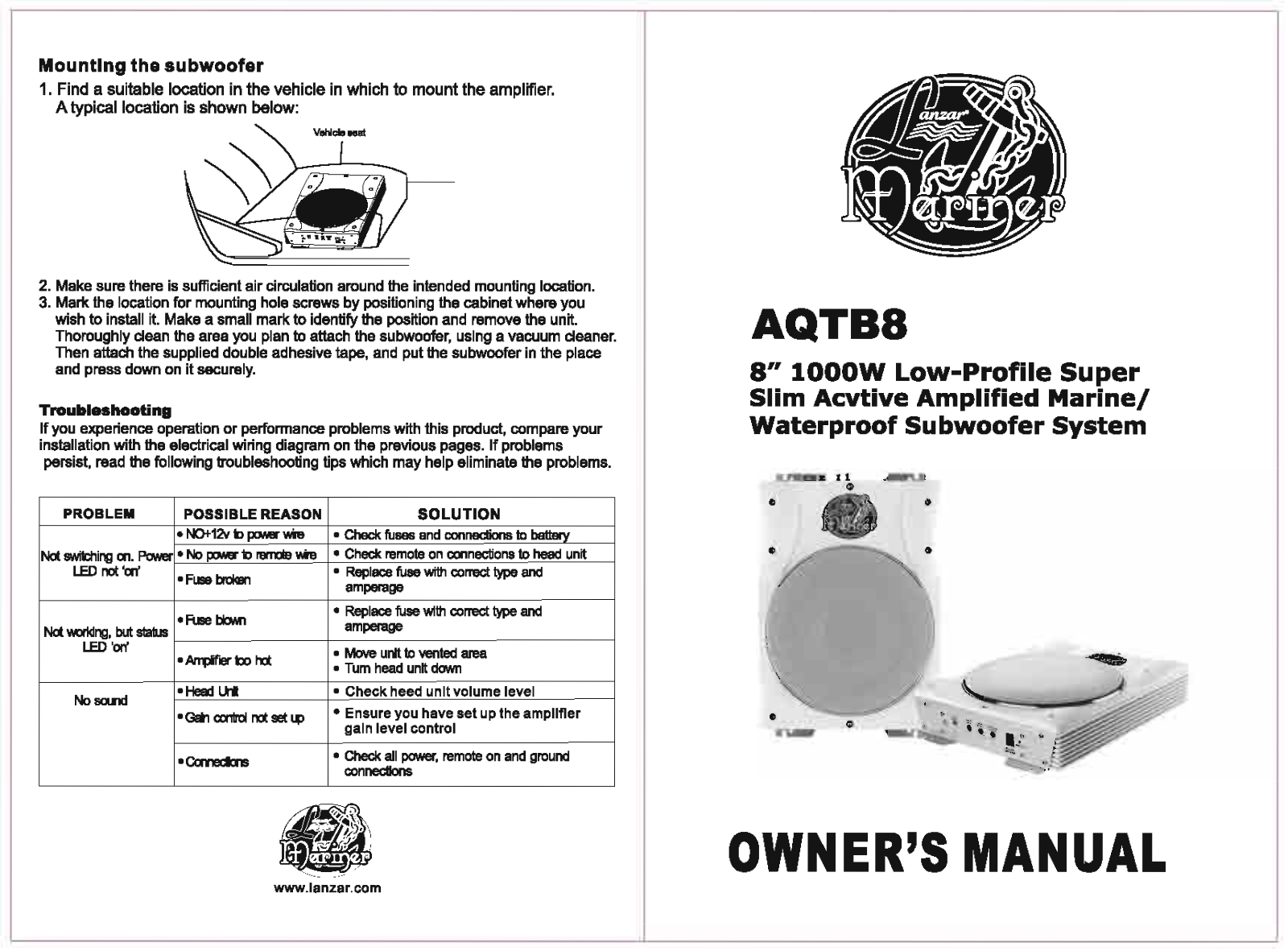 PYLE Audio AQTB8 User Manual - ManualMachine.com