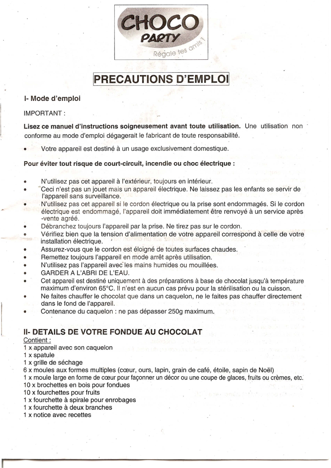 CMP CHOCO PARTY User Manual