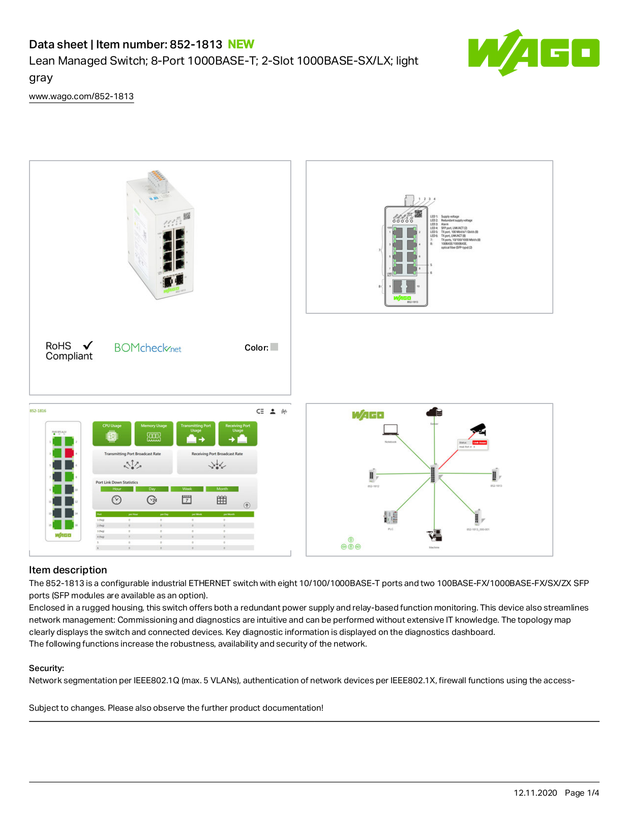 Wago 852-1813 Data Sheet