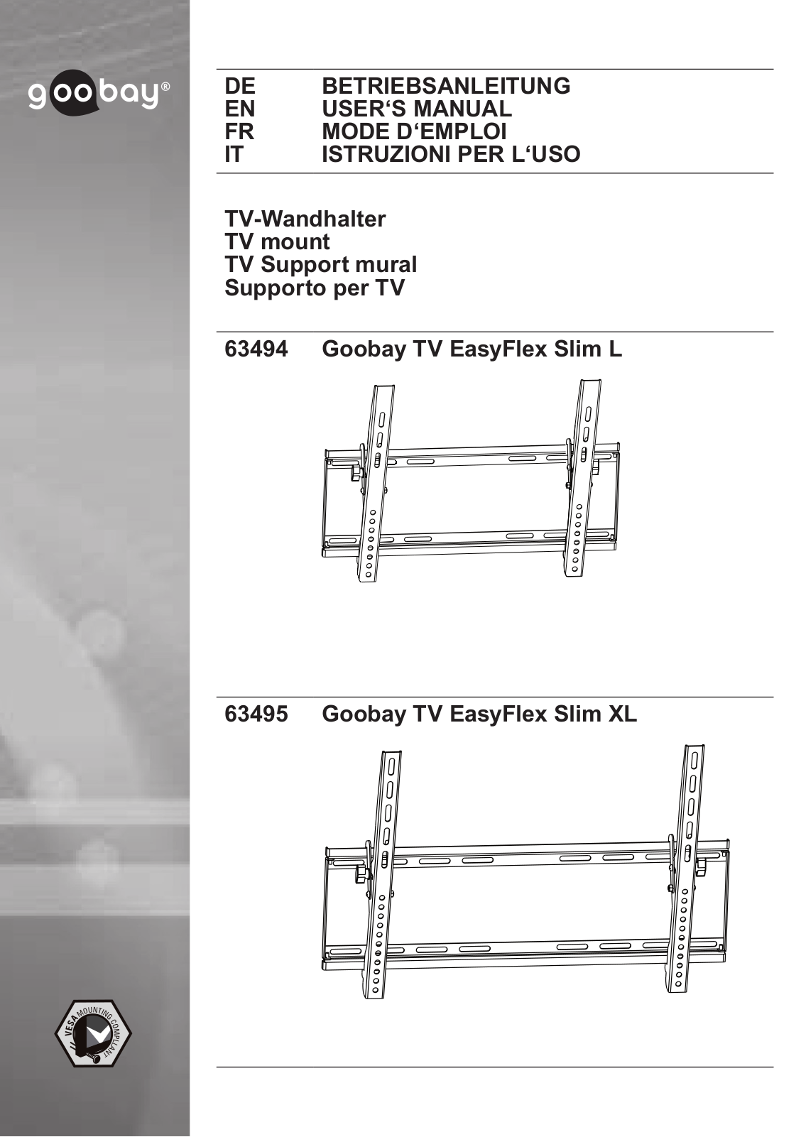 Goobay TV EasyFlex Slim XL User Manual