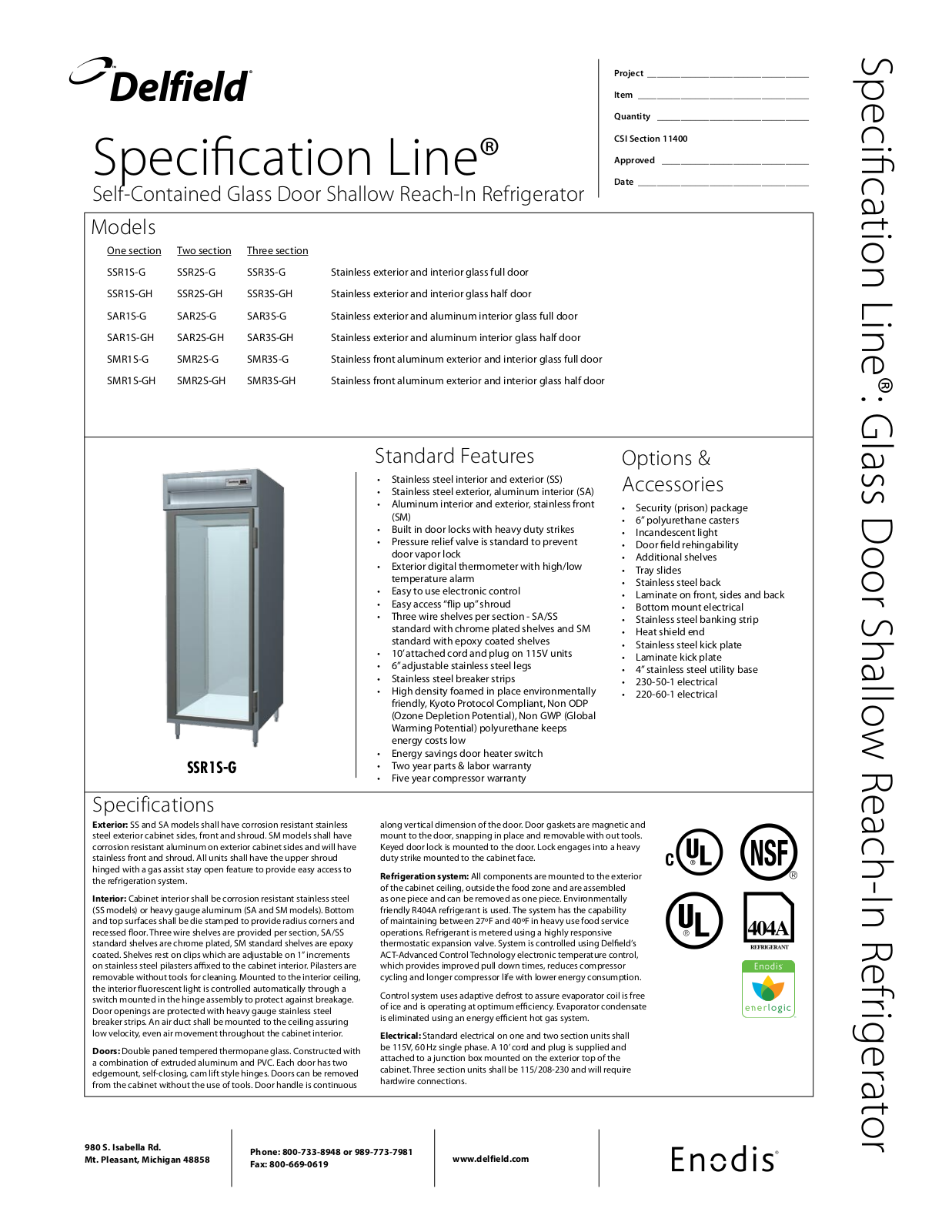 Delfield SSR1S-G User Manual