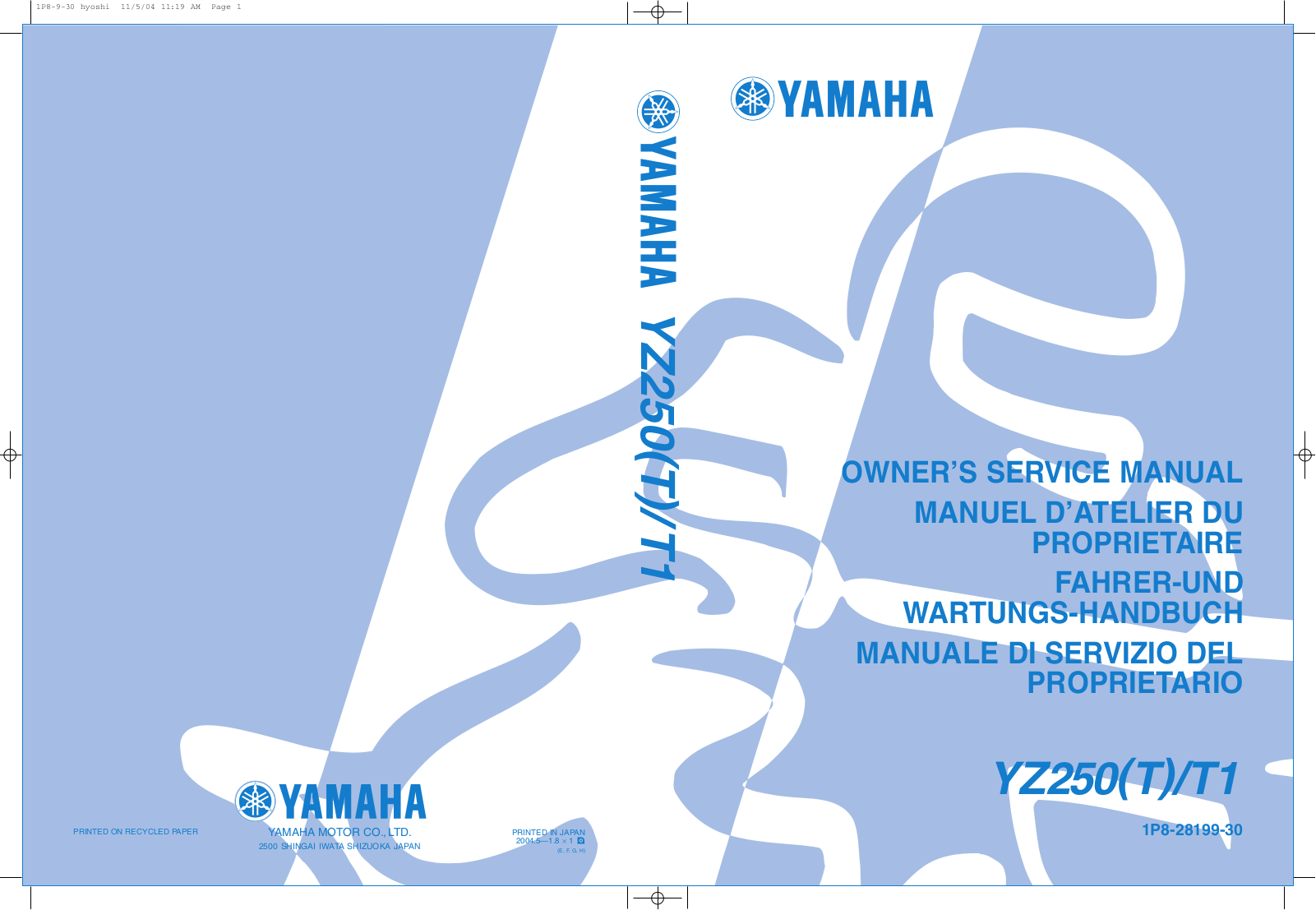 Yamaha YZ250T1, YZ250T User Manual