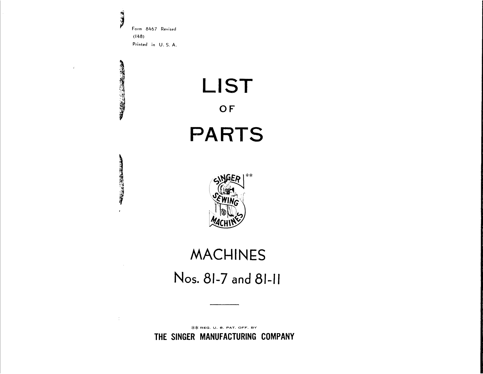 Singer 81-7, 81-11 User Manual