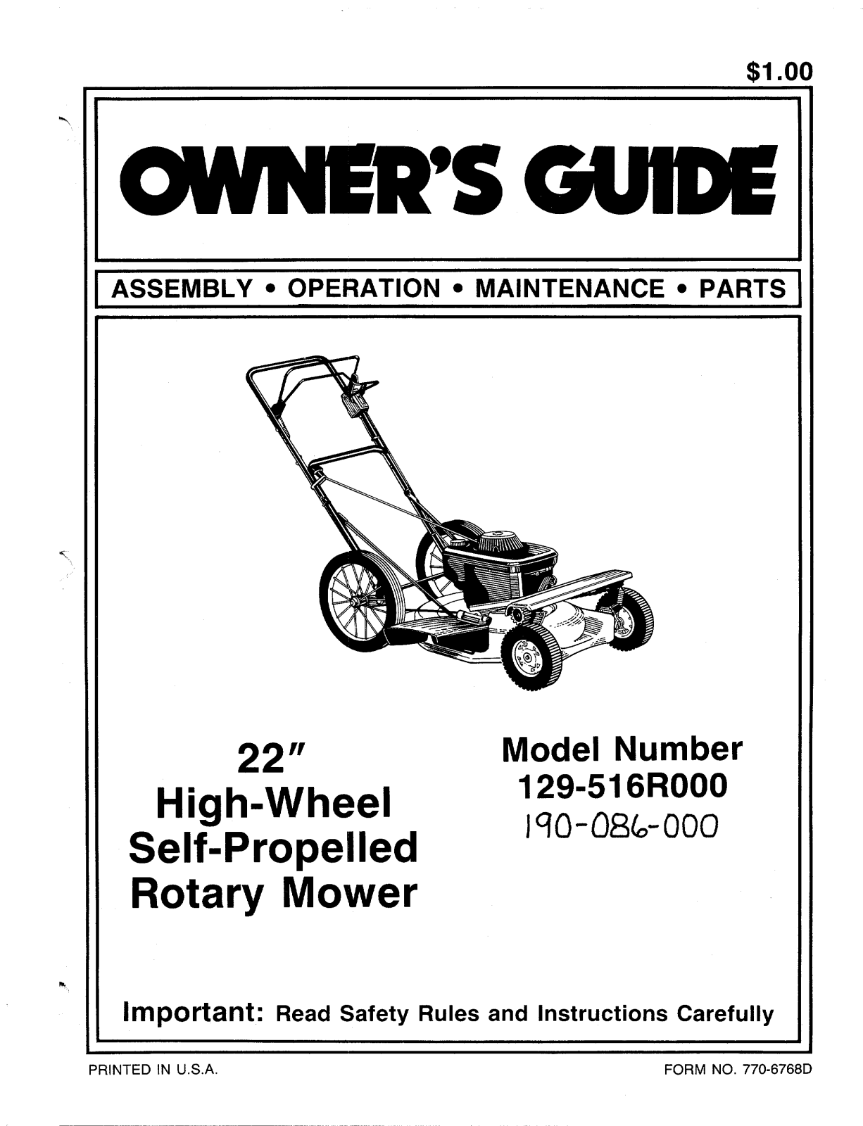 MTD 129-516R000 User Manual