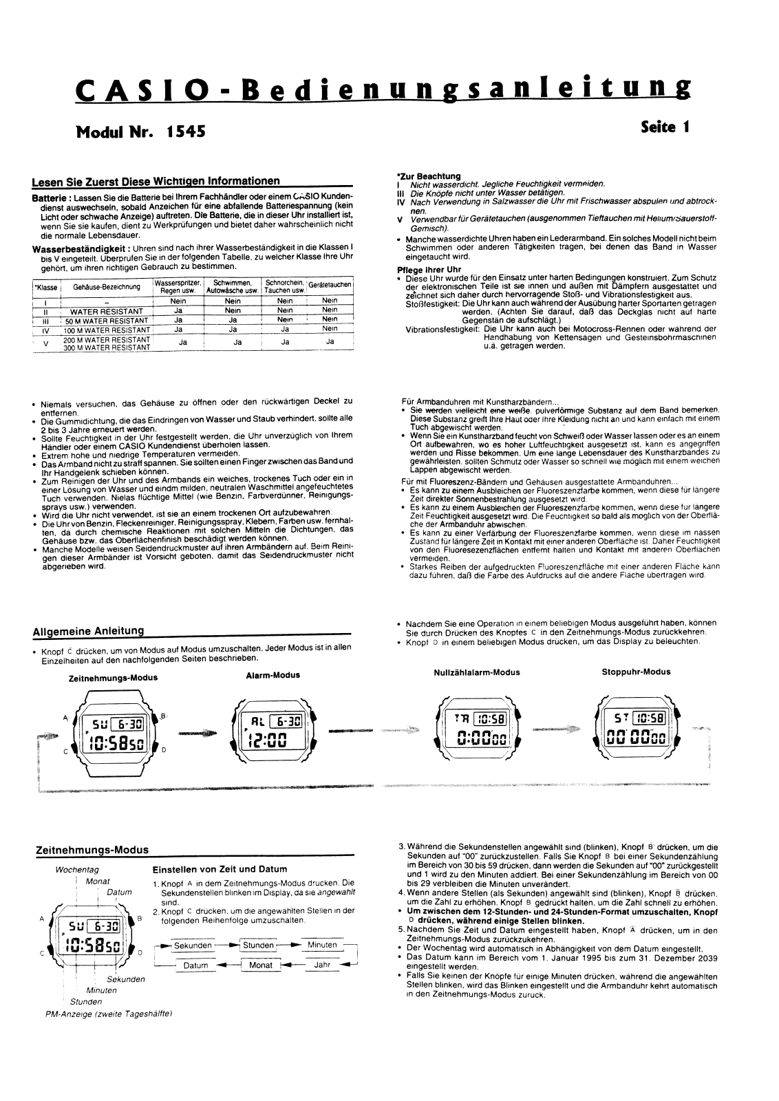 Casio 1545 User Guide