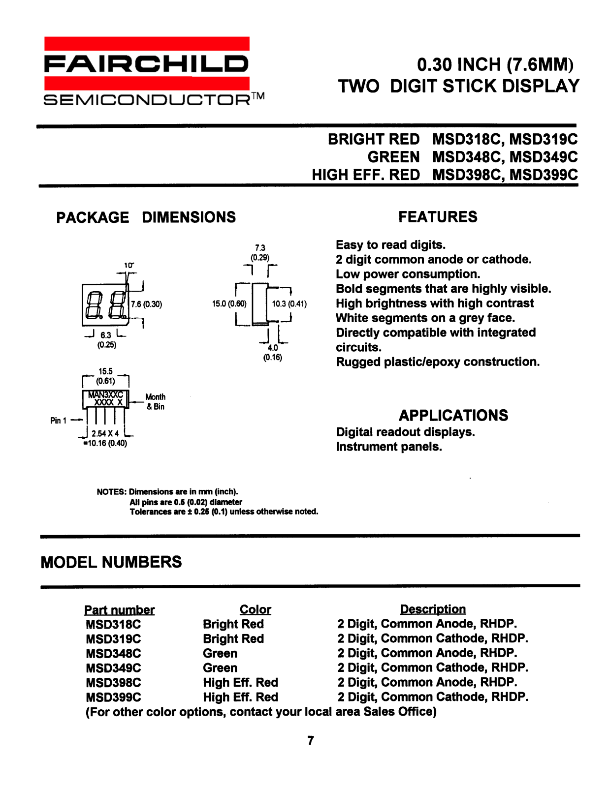 Fairchild Semiconductor MSD319C, MSD348C, MSD398C, MSD399C, MSD349C Datasheet