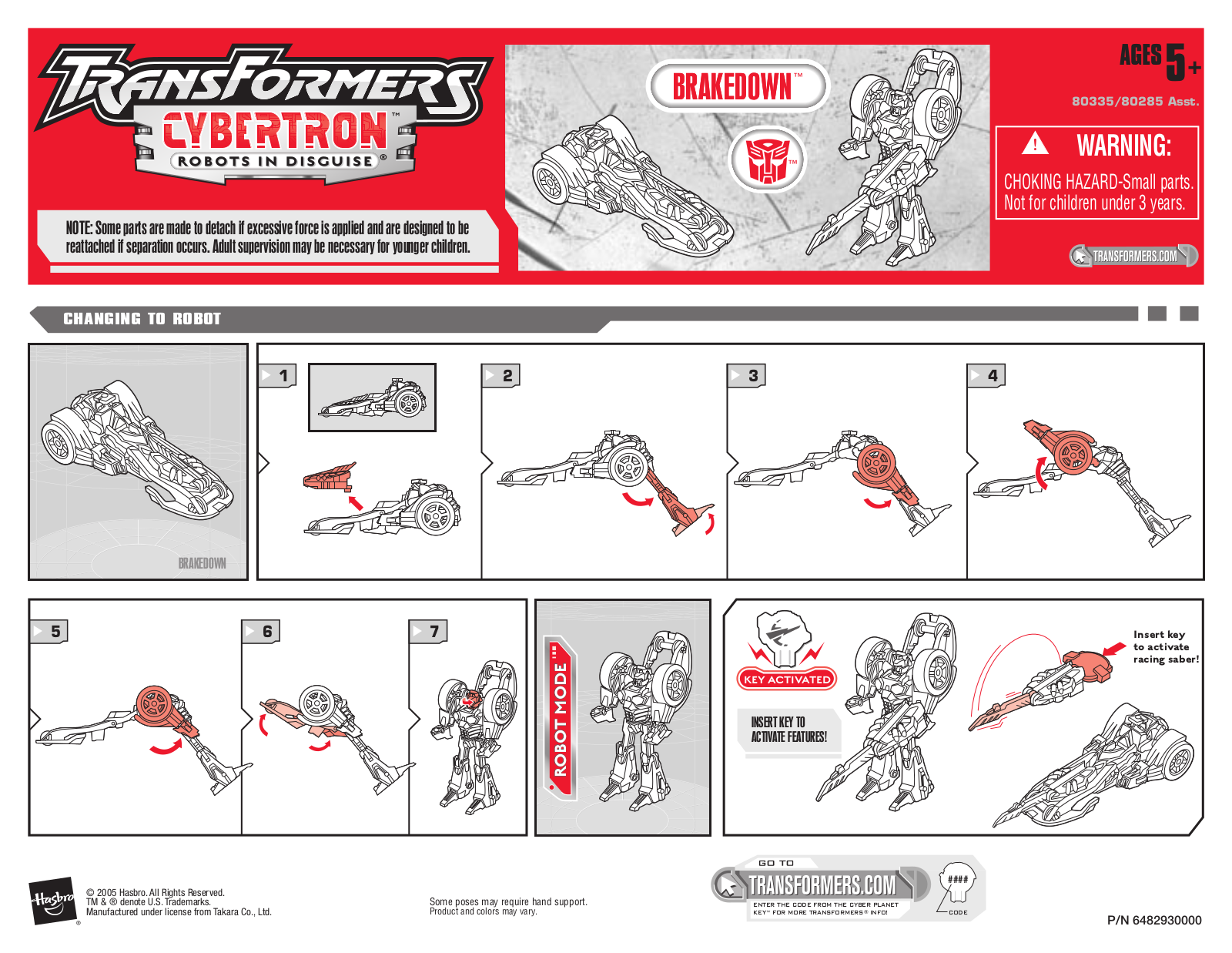 HASBRO Transformers Cybertron Brakedown User Manual